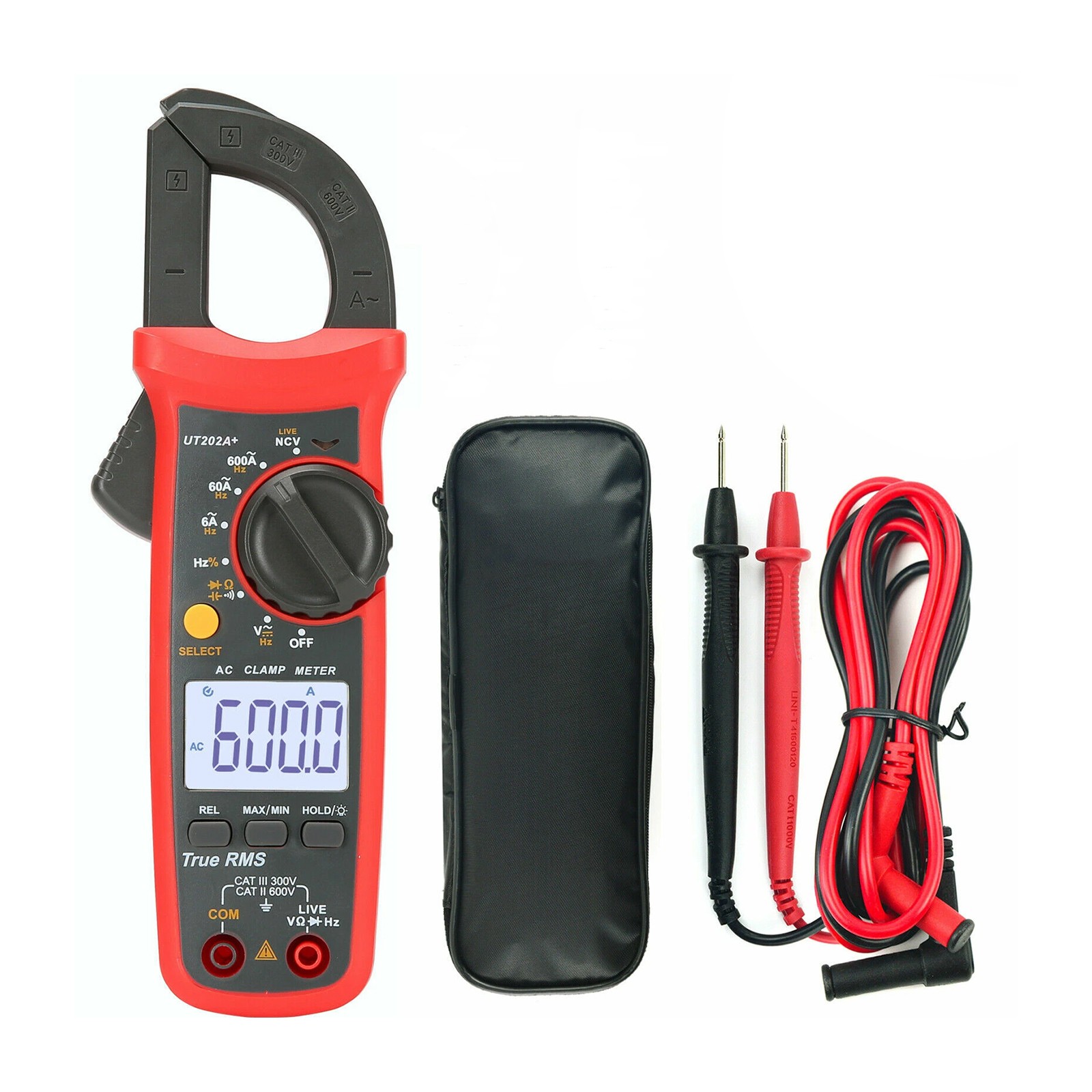 UT202A+ Digital Clamp Meter Multimeter Voltage 600A AC Current Resistance