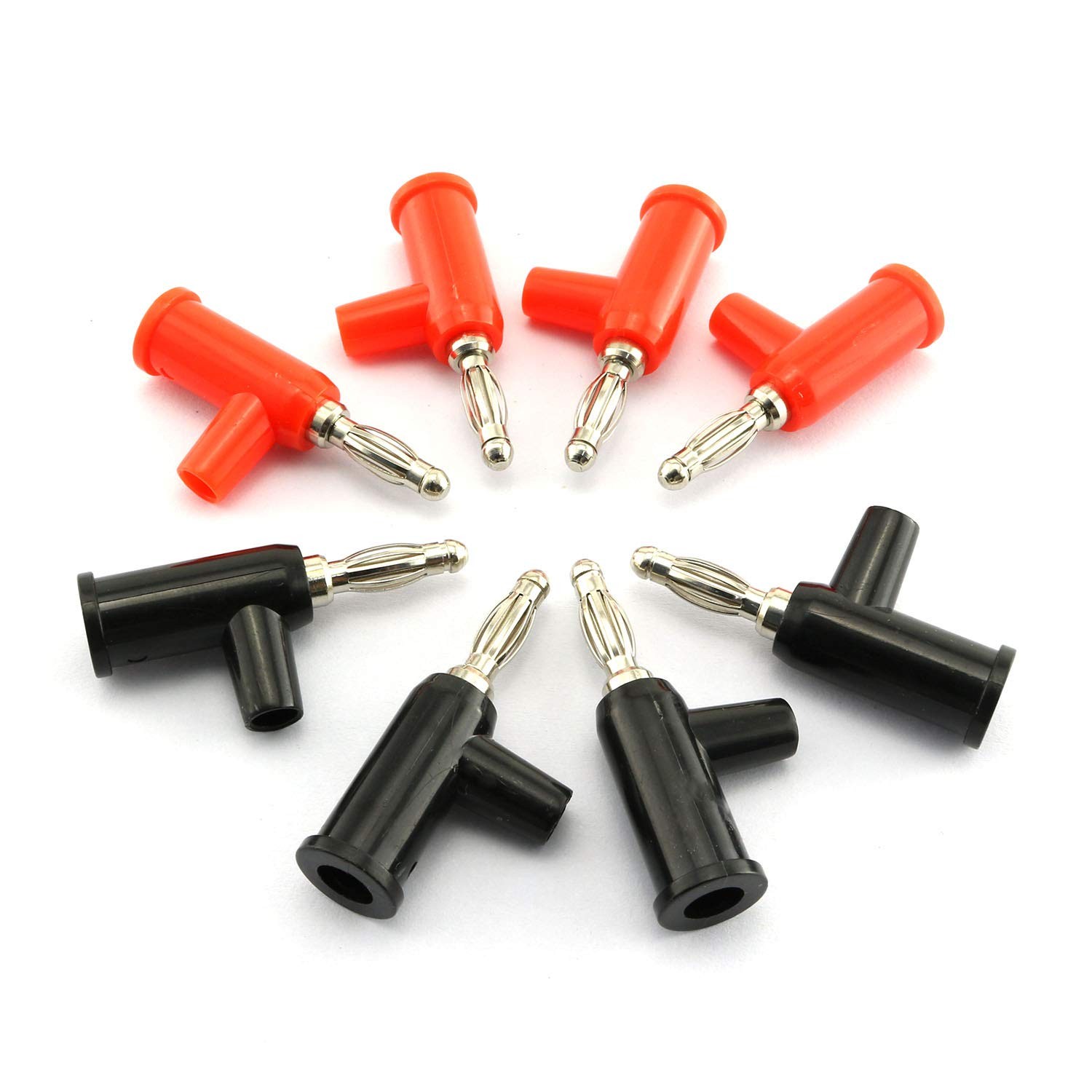 8pcs Stackable Solderless Banana Plugs 4MM (4pcs Red + 4pcs Black)