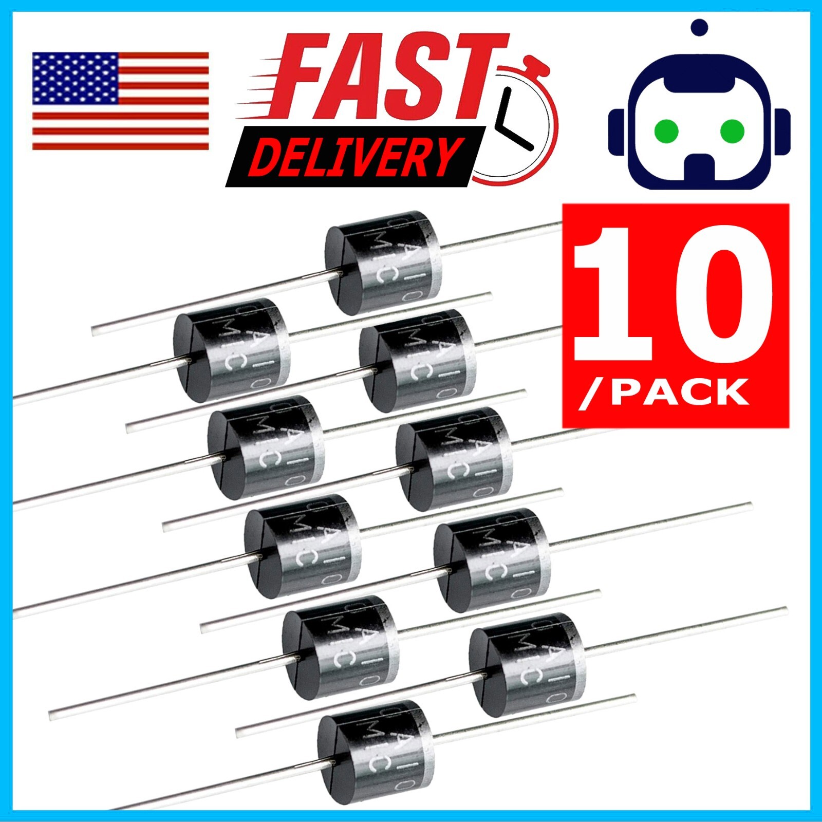 10 Pieces 10A10 10 Amp 1000V 10A 1KV Axial Rectifier Diode Solar Panel C16