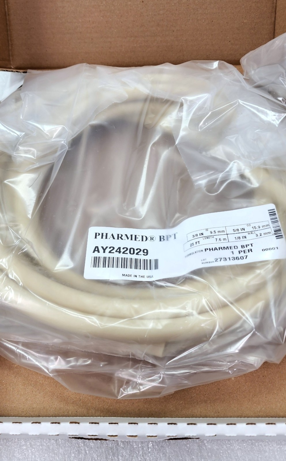 Tygon AY242029 PharMed BPT Biocompatible Tubing ⅜”IN X ⅝” X 1/8″ (25Feet)