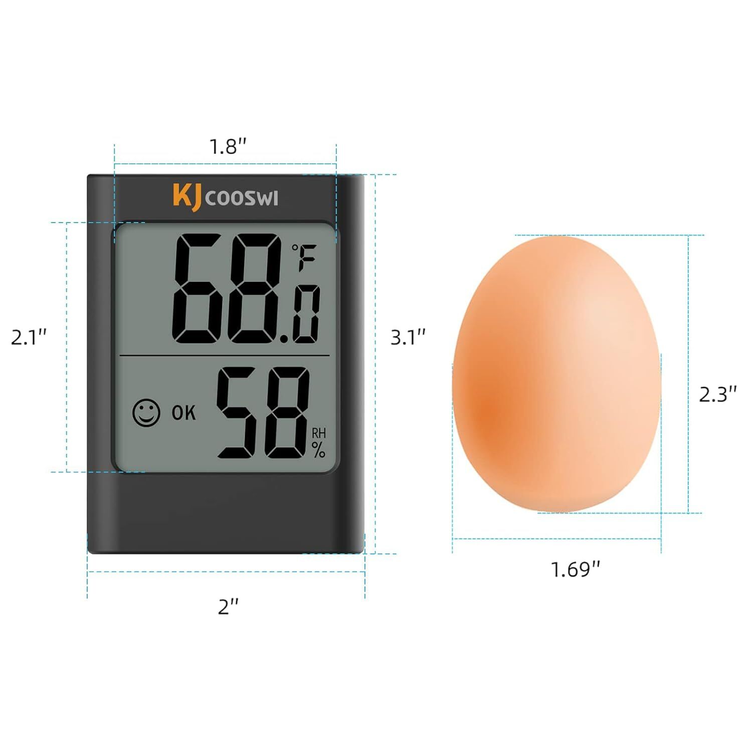 Humidity Gauge, 2 Pack Indoor Thermometer MC30(White and Black), Black, White