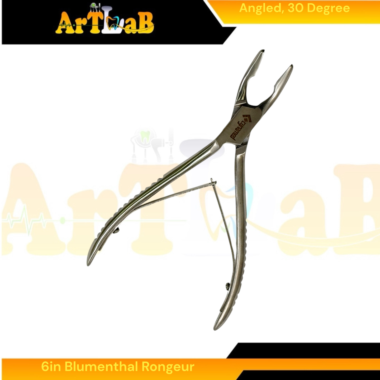 6in Blumenthal Bone Rongeur, 30° Angle with Leaf Spring Handle | Stainles Steel