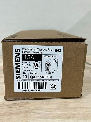 LOT OF 10 SIEMENS QA115AFCN ARC FAULT CIRCUIT BREAKER TYPE CAFCI 15 AMP AFCI