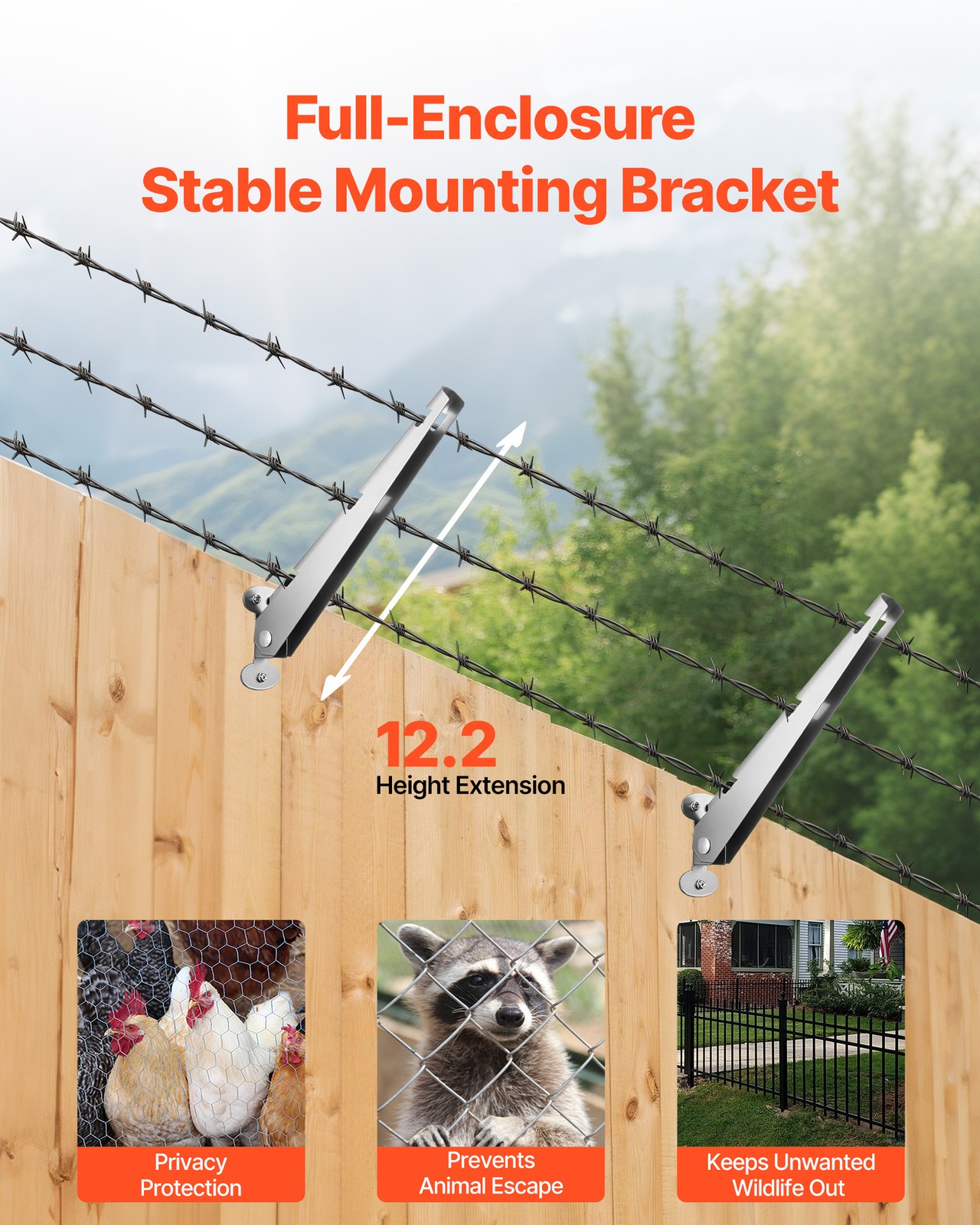 VEVOR Barbed Wire Arm 12.2 in Galvanized Steel Fence Extender Surface Mounted