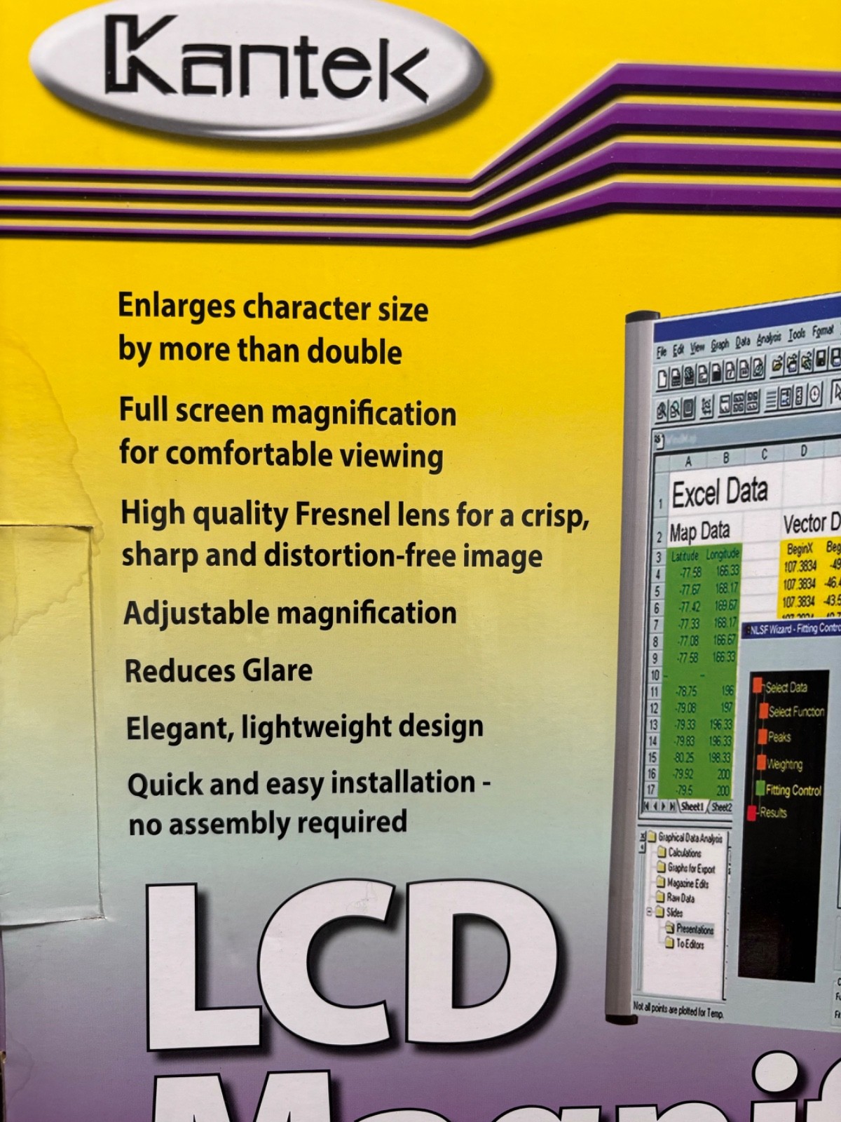 Kantek Computer Screen Magnifier Fits 19 Inch LCD TV or PC Monitor NEW in Box