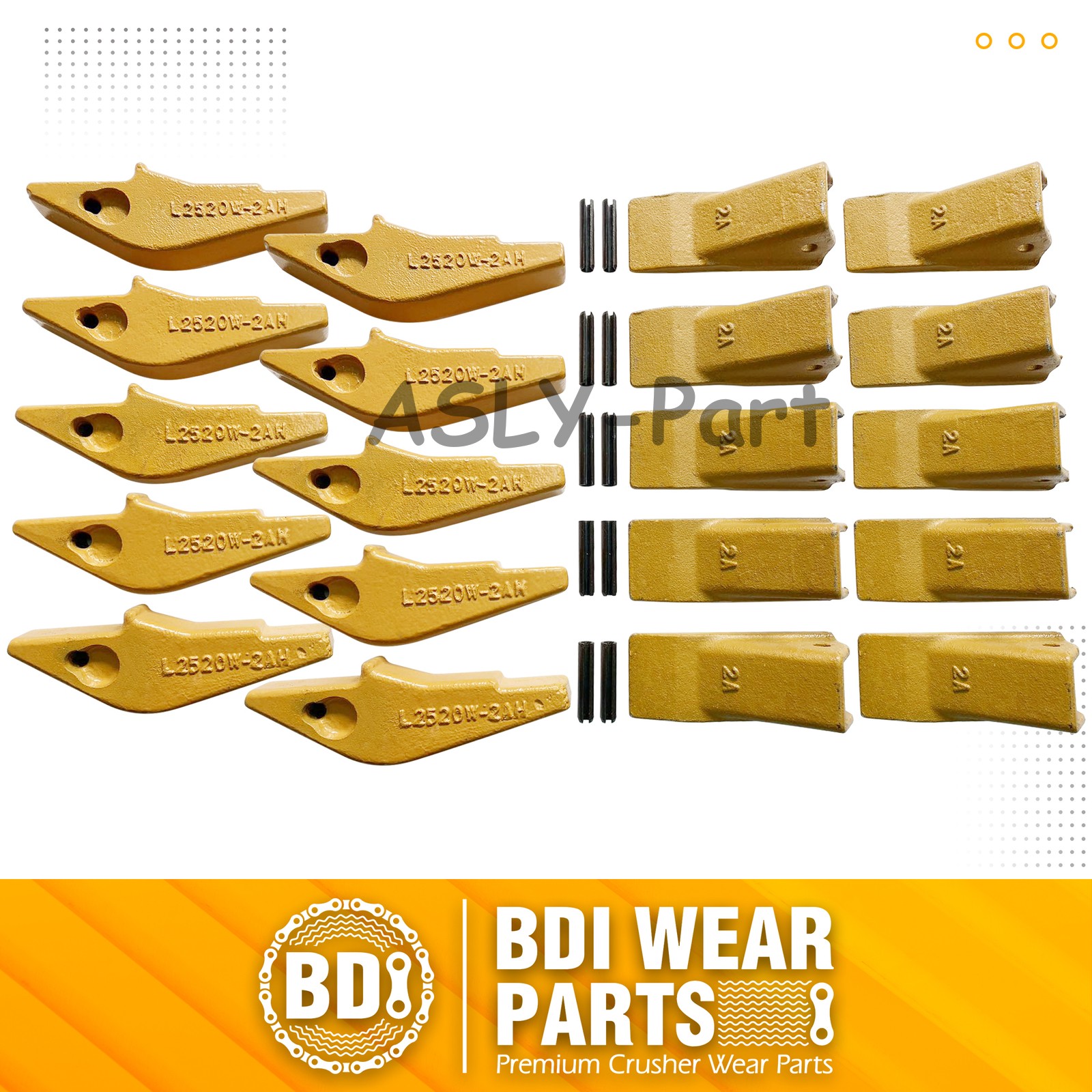 L2520N-2AH Weld On Adapter Bucket Shanks 2A Bucket Teeth with Pins – 10 Set