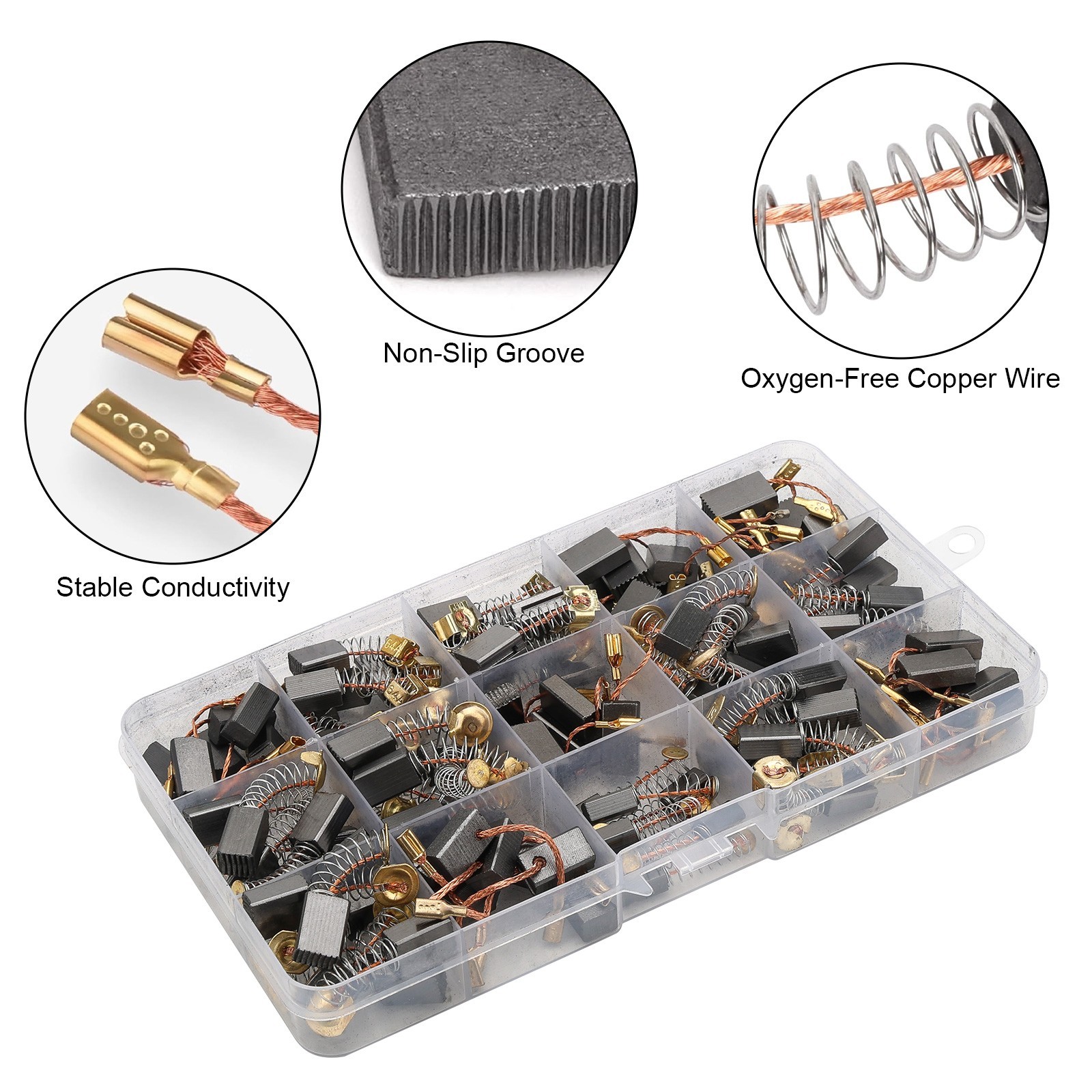 105x 15 Sizes Electric Motor Graphite Carbon Brushes Accessories For Power Tool