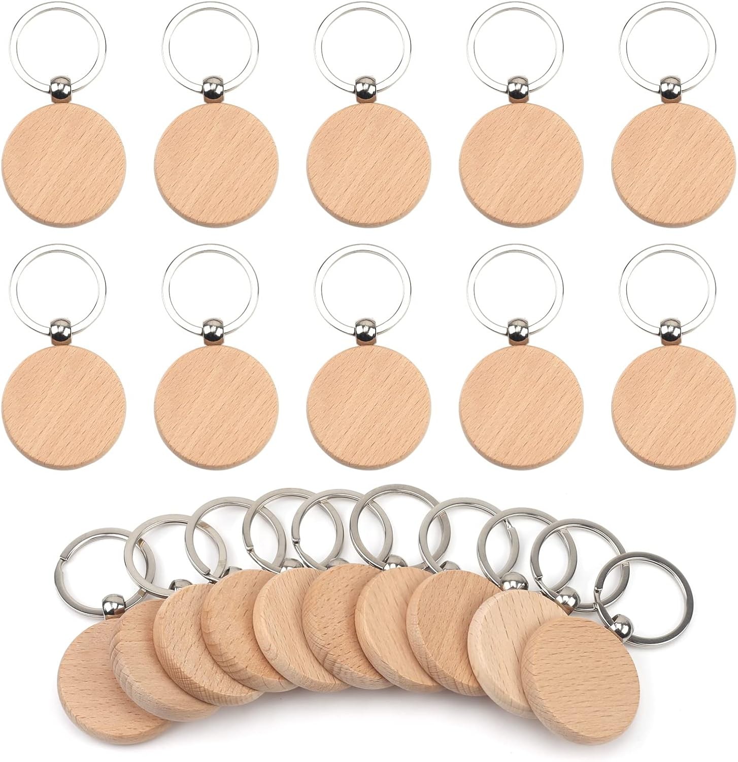 Pack of 20 Round Wood Blanks Keychain Unfinished Wooden 20,