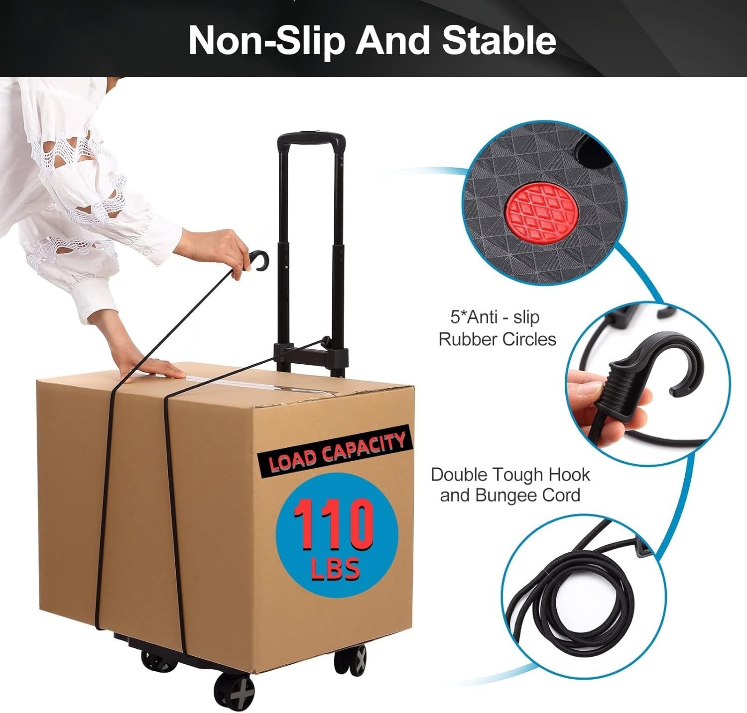 Folding Hand Truck Aluminum 300lb Capacity Lightweight Portable Utility