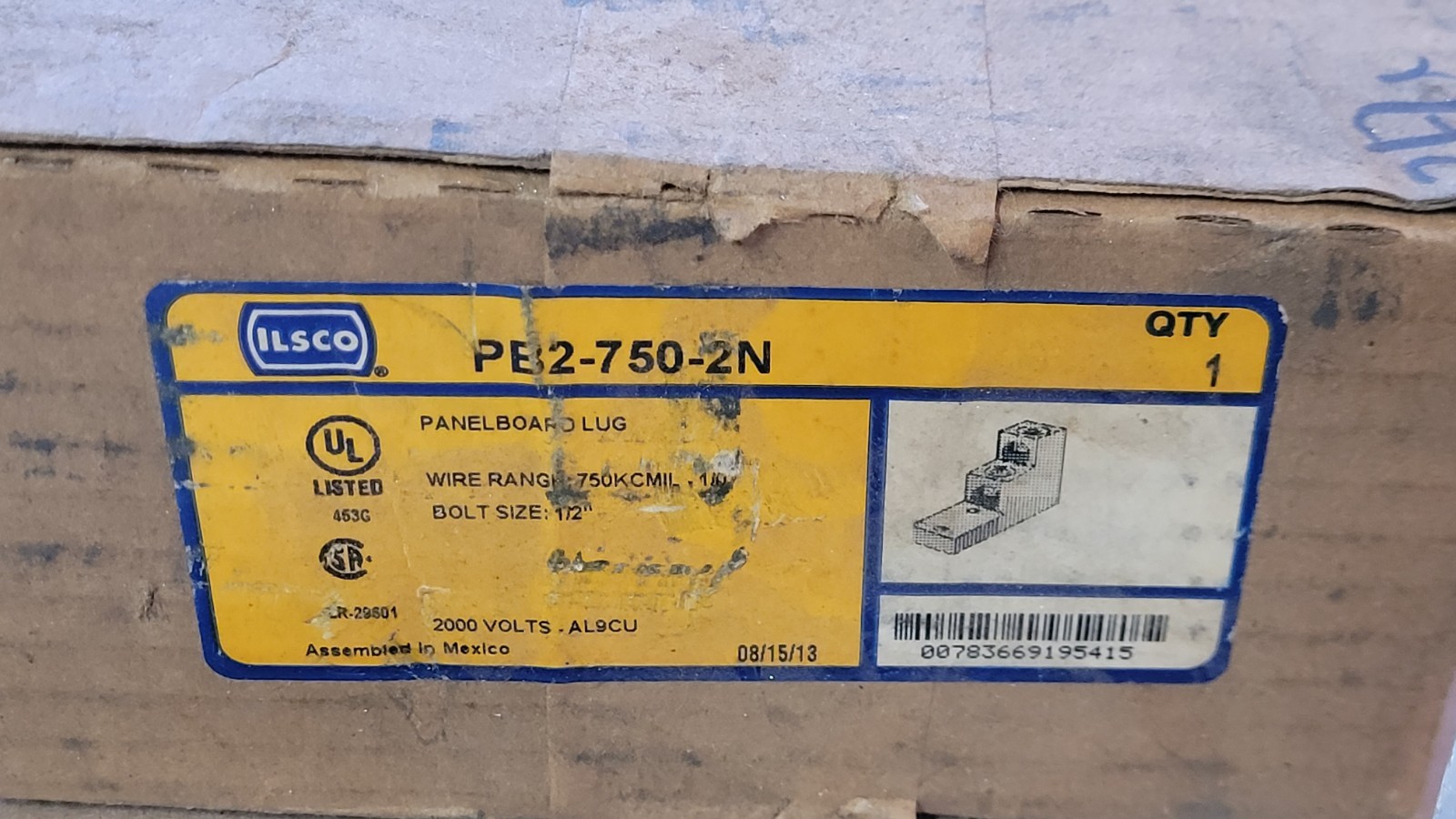 Ilsco PB2-750-2N Panelboard Lug 750kcmil