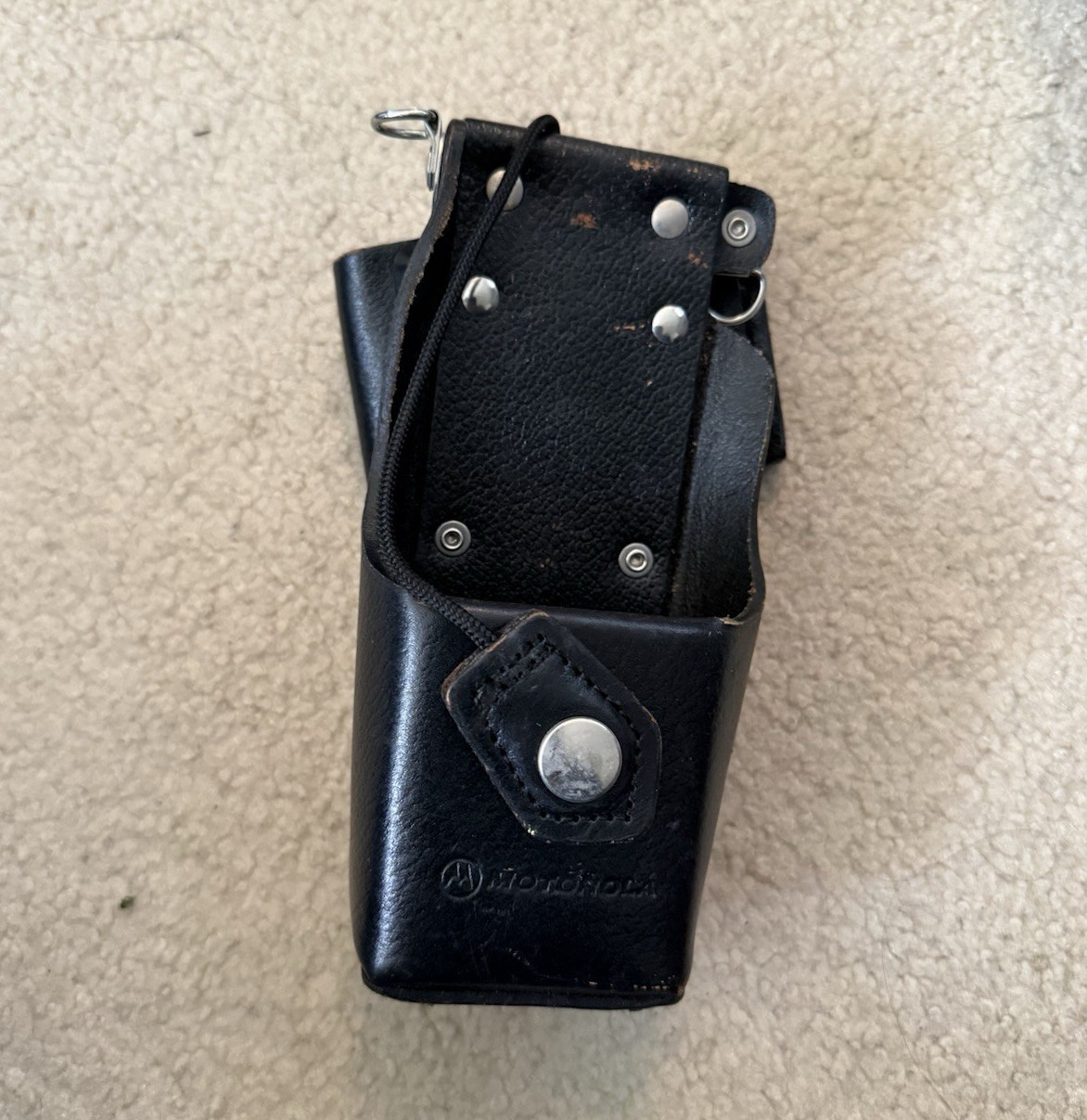 Motorola Black Leather Two-Way Radio Holster w/ Belt Clip Attachment