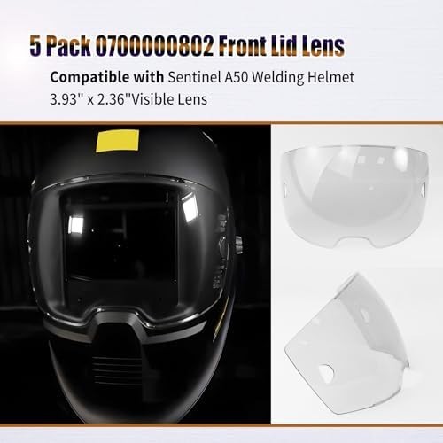 5 pack 0700000802 front lid lens compatible with esab sentinel a50 welding he
