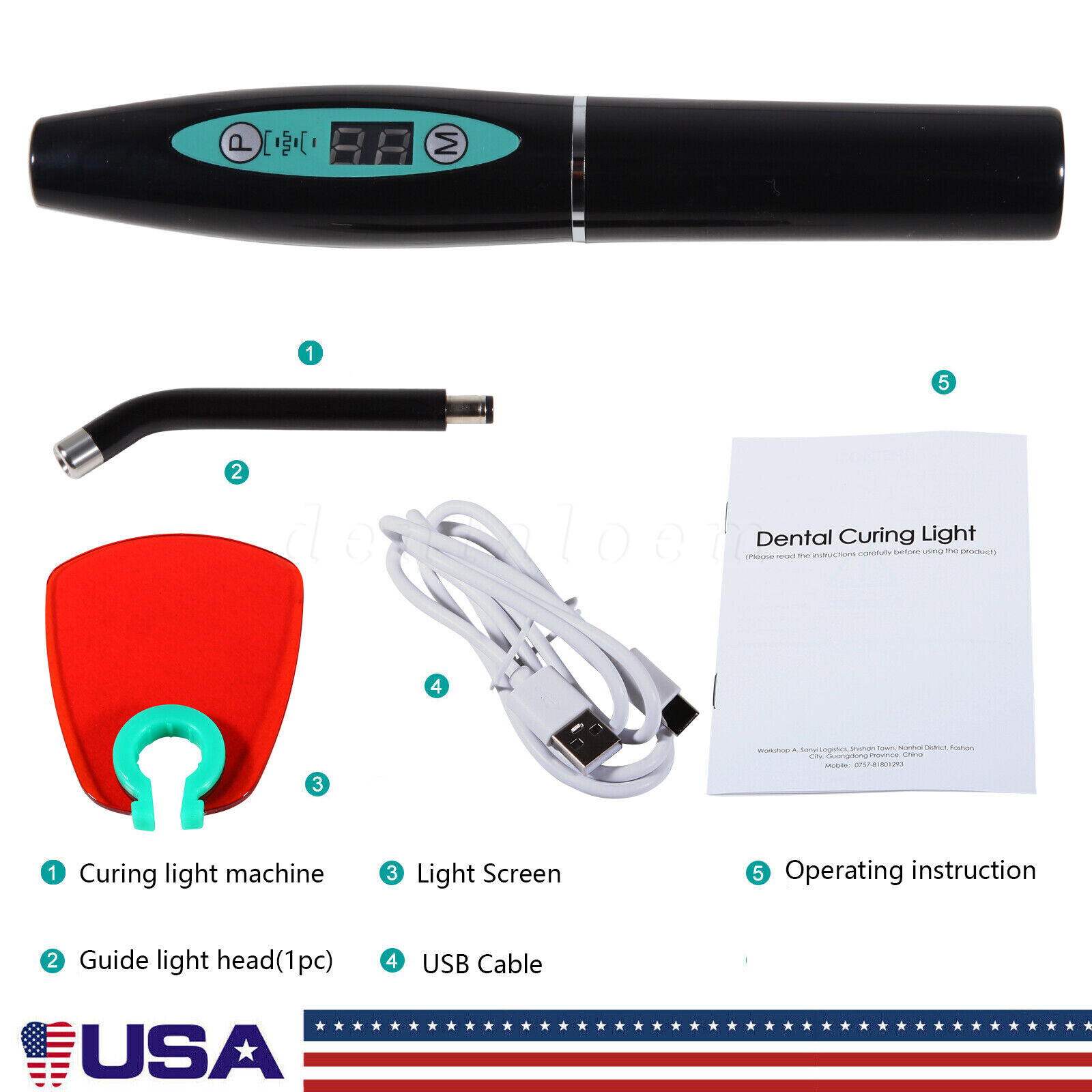 Dental Wireless Cordless LED Cure Curing Light Lamp 1500mw 5W Tool Resin Cure US