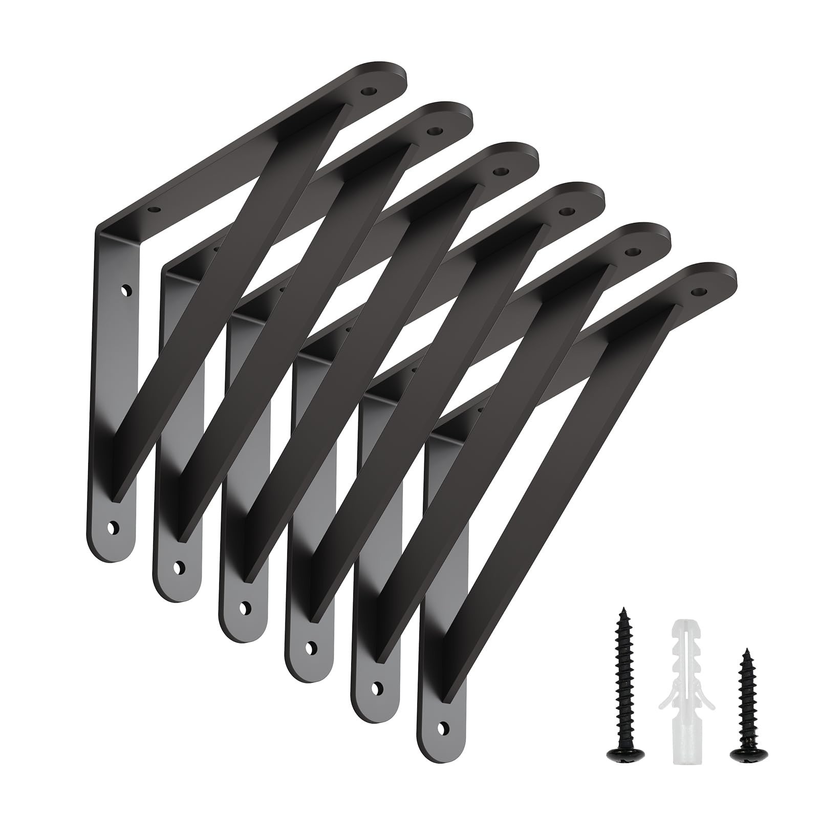 Shelf Brackets with Beam, Heavy Duty Shelf Bracket, 6 x 8 inch 6 Pack Black M…