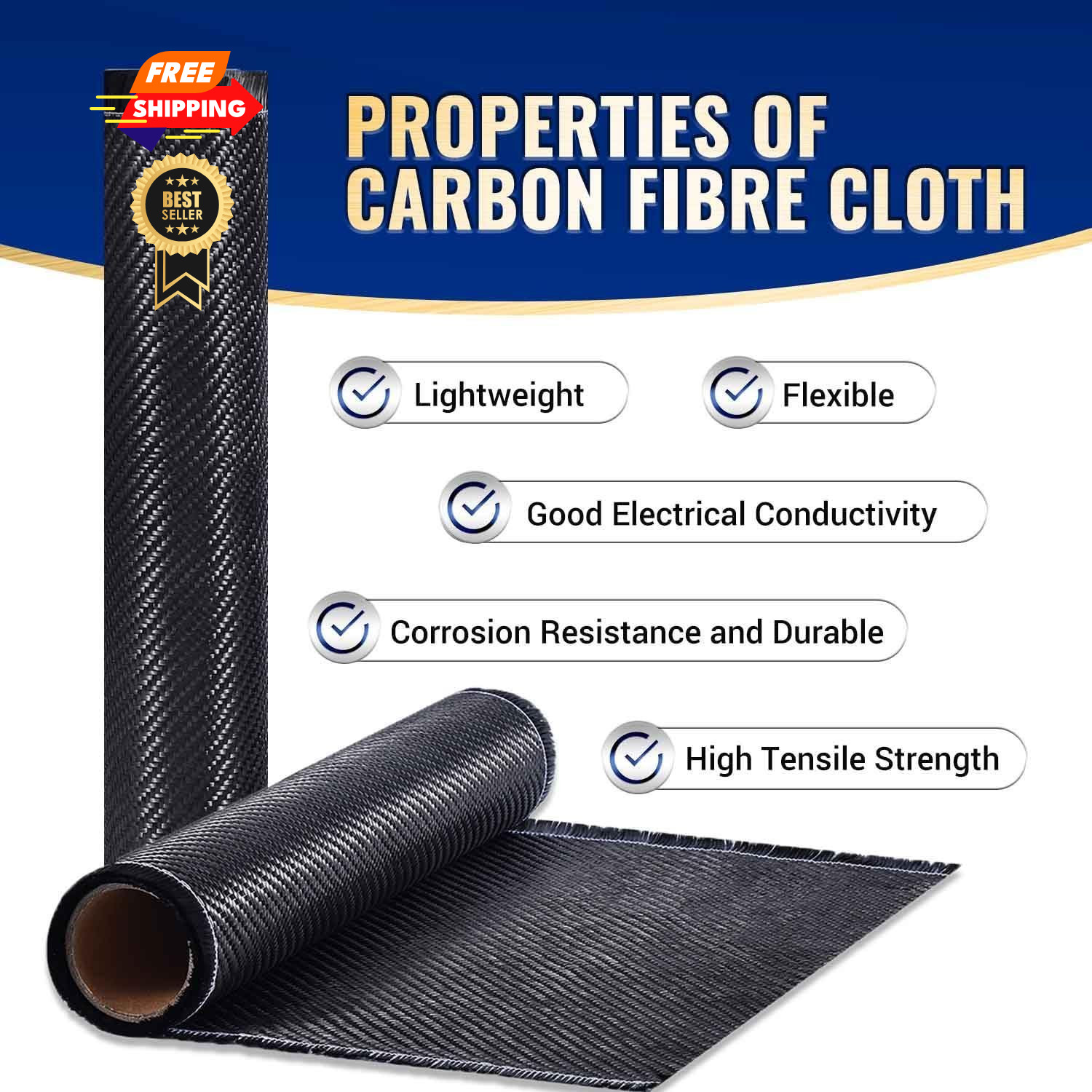Krbnk 5FT Carbon Fiber Cloth + Epoxy Resin, + Resin