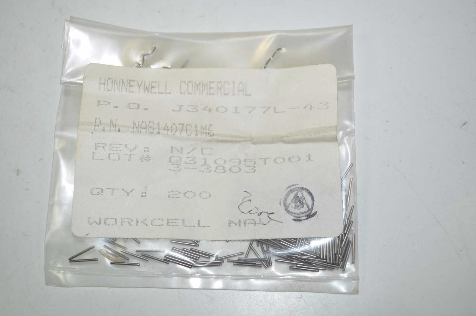 Honeywell Commercial Precision Spring Pin Lot Part# NAS1407C1M6