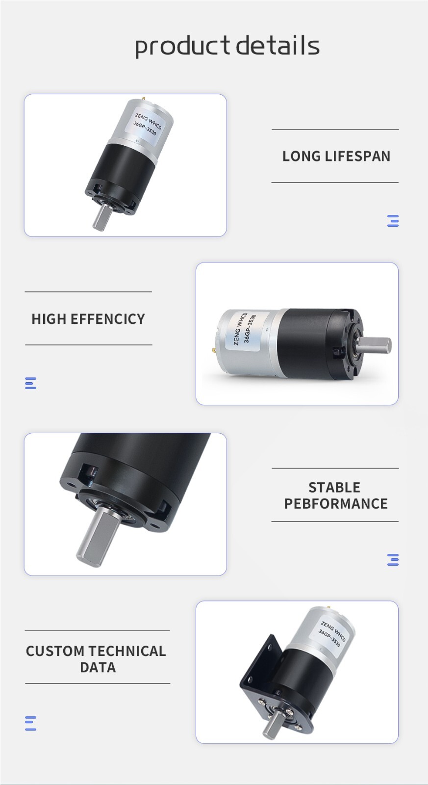 Planetary Reduction Brushed Motor DC12V24V High Torque 36GP-3530 With Controller