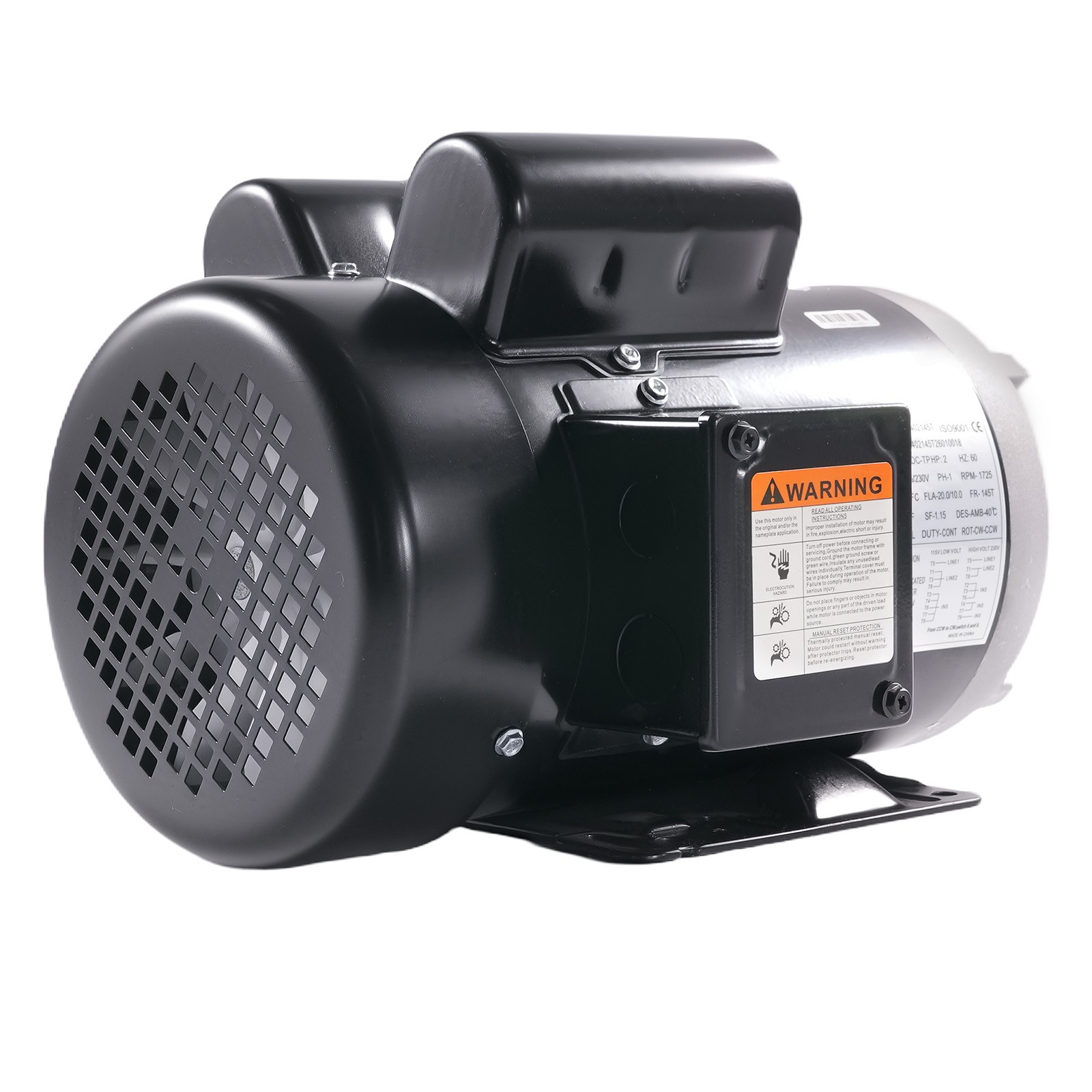 2HP Electric Motor 1725 rpm, AC 115V/230V, 143/5T Frame, Air Compressor Motor