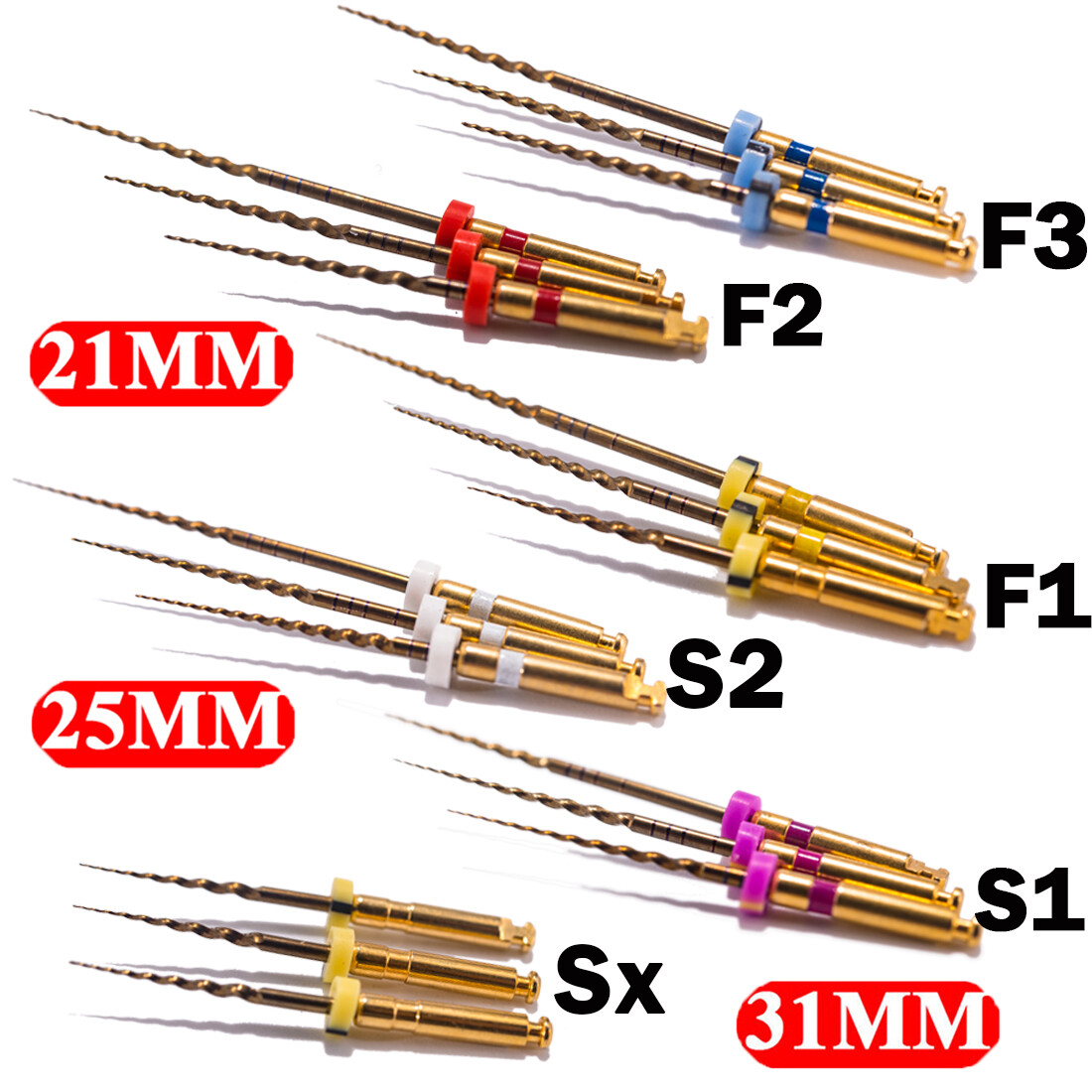 6pcs Endodontic Dental Endo Files Rotary NITI Files X-Pro Gold Taper 21/25/31MM