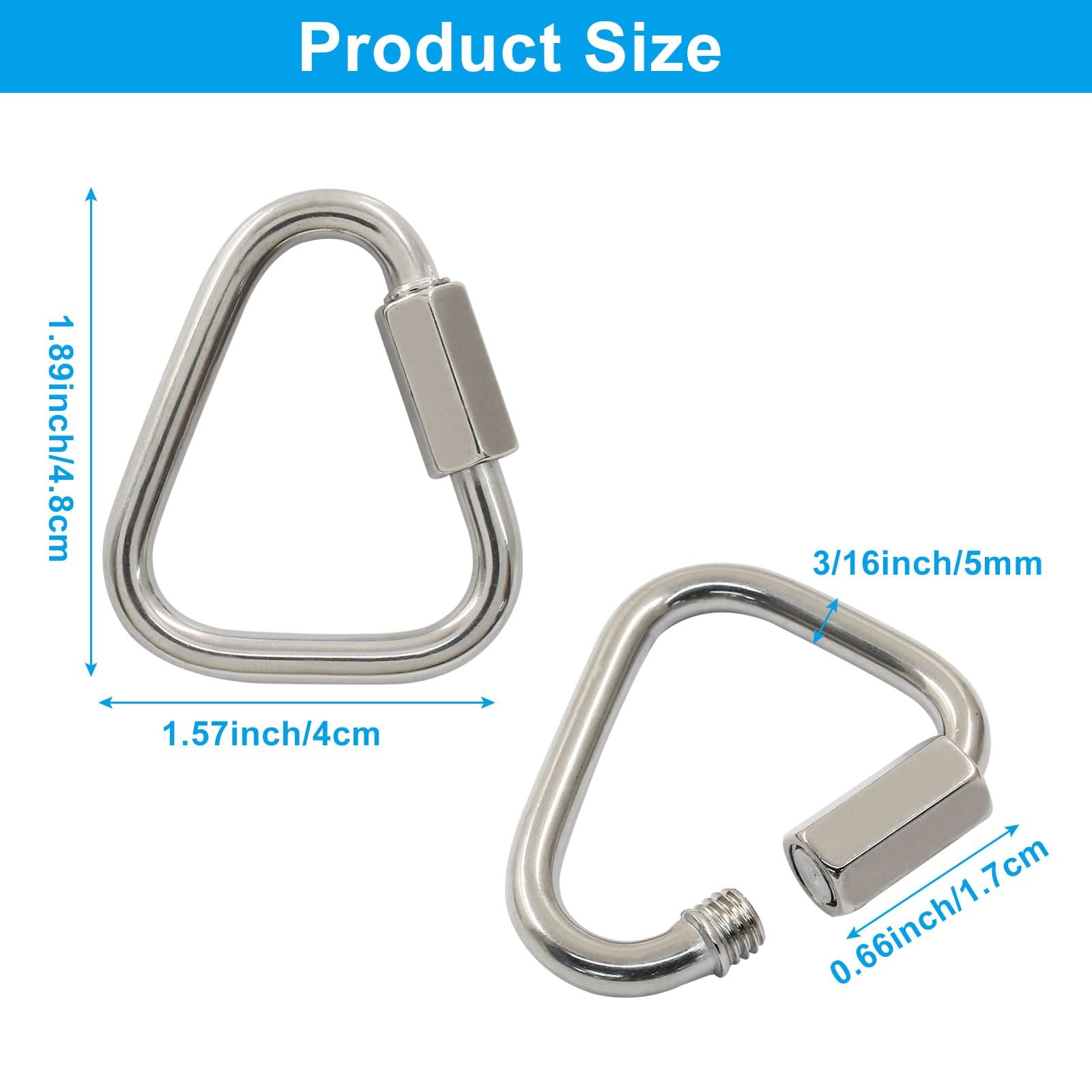 M5 Delta Quick Links Triangle 3/16 Inch, 4 Pcs 316 Stainless Steel Triangle L…