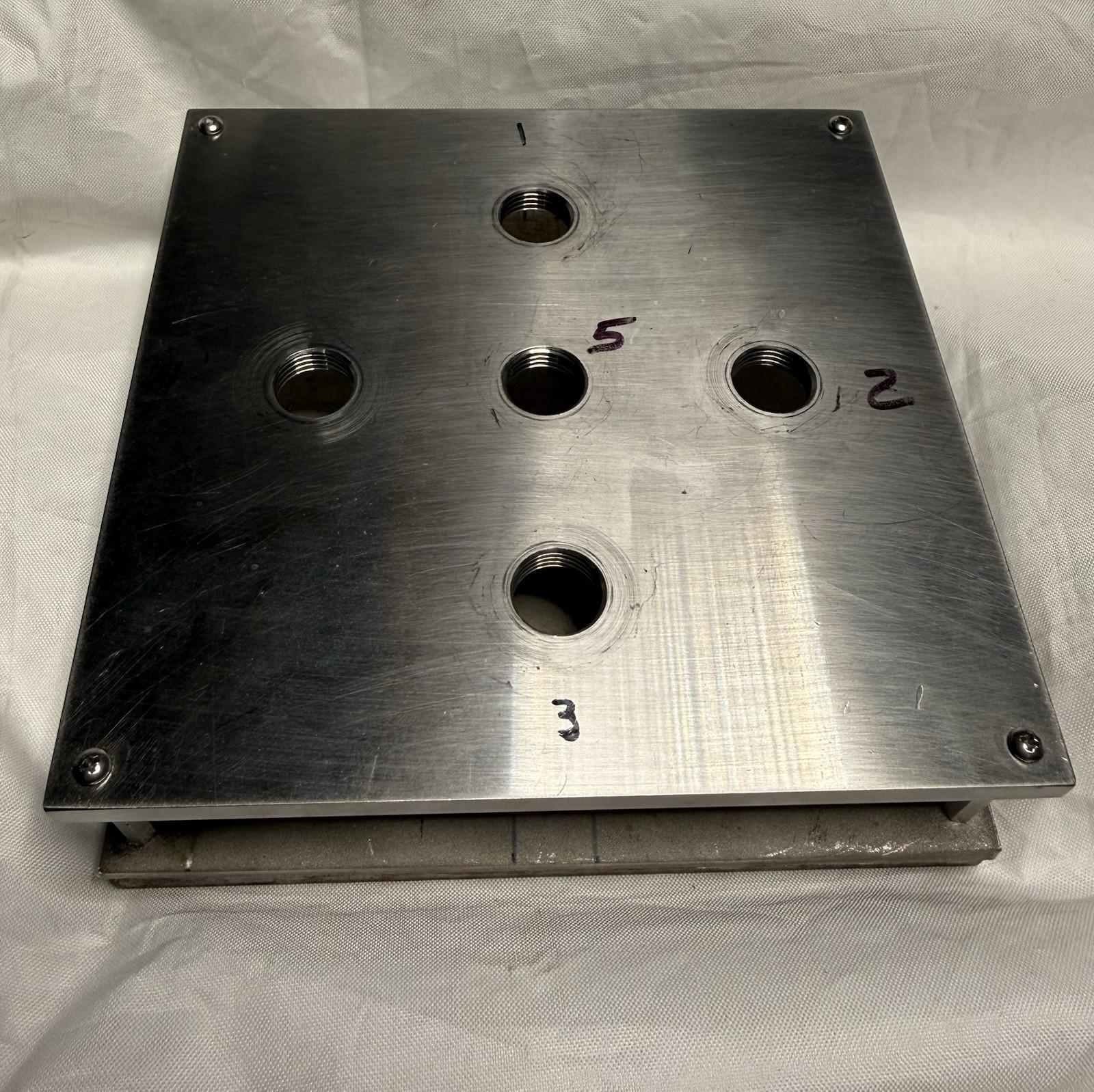 Custom Machined Aluminum 5-Port Manifold Fixture Plate Industrial Test Block 6in