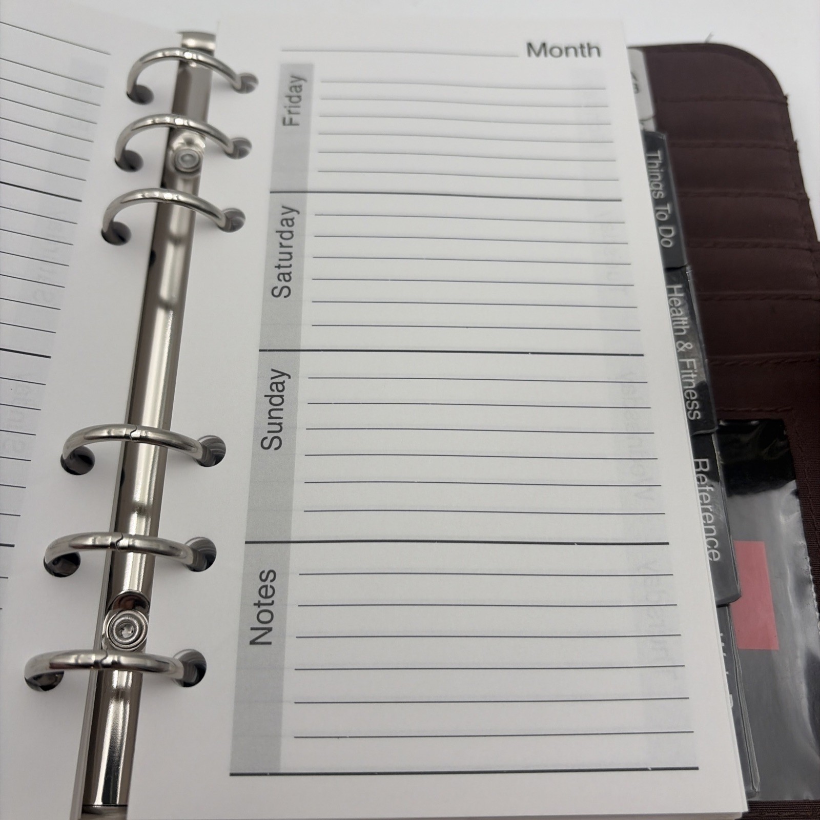 Mundi Mundex Daily Planner Organizer with Card Slots leather like Brown 6 ring