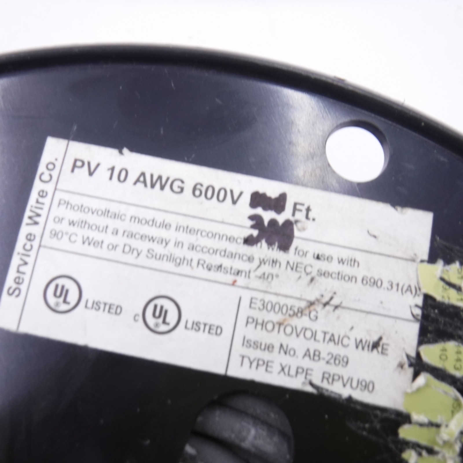 300′ Photovoltaic Module Interconnection Wire 10 AWG 600V for Solar Panels