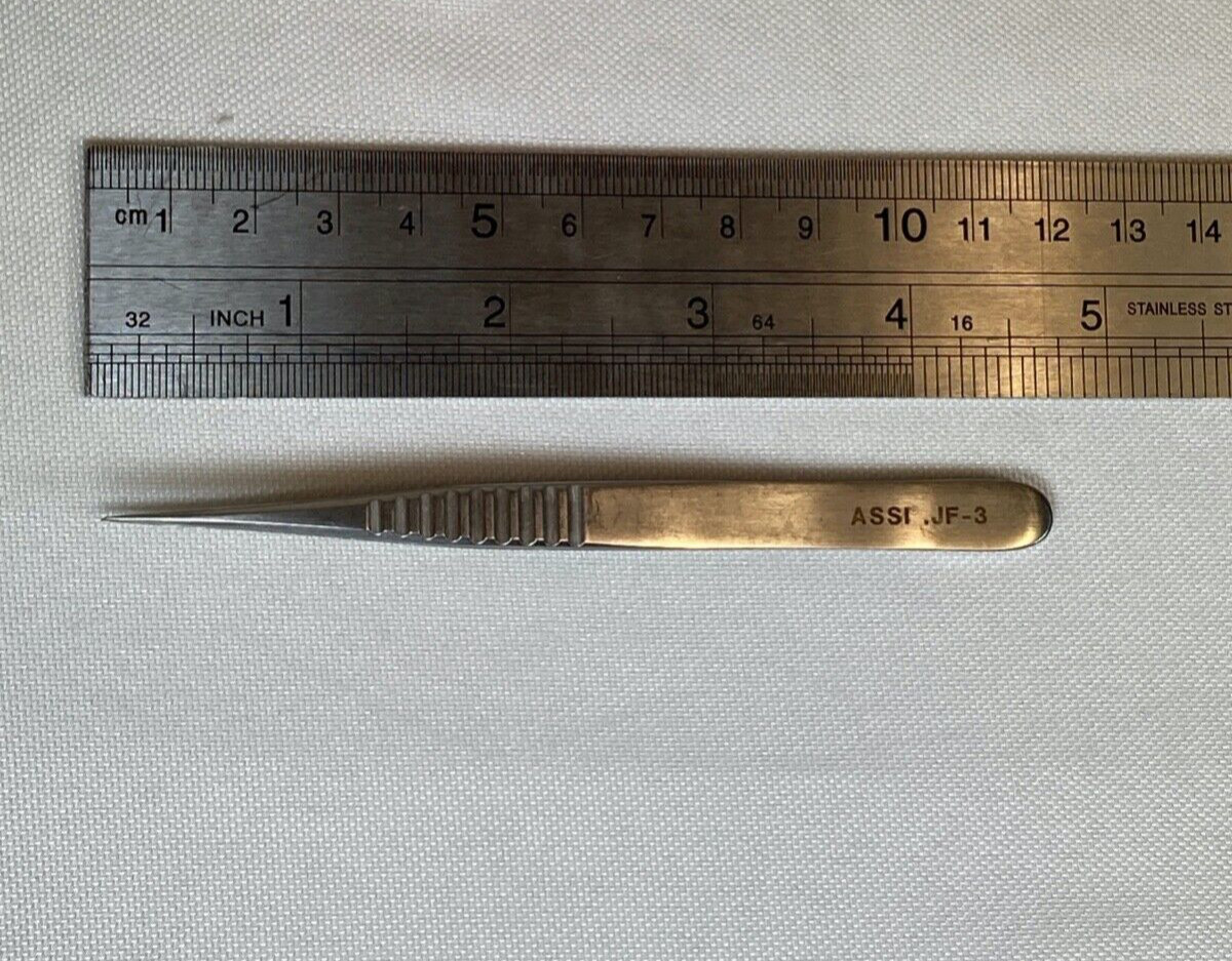 ASSI JF-3 Micro Surgery Forceps 0.3mm Tip Diam. X 4.25″ Cardiovascular