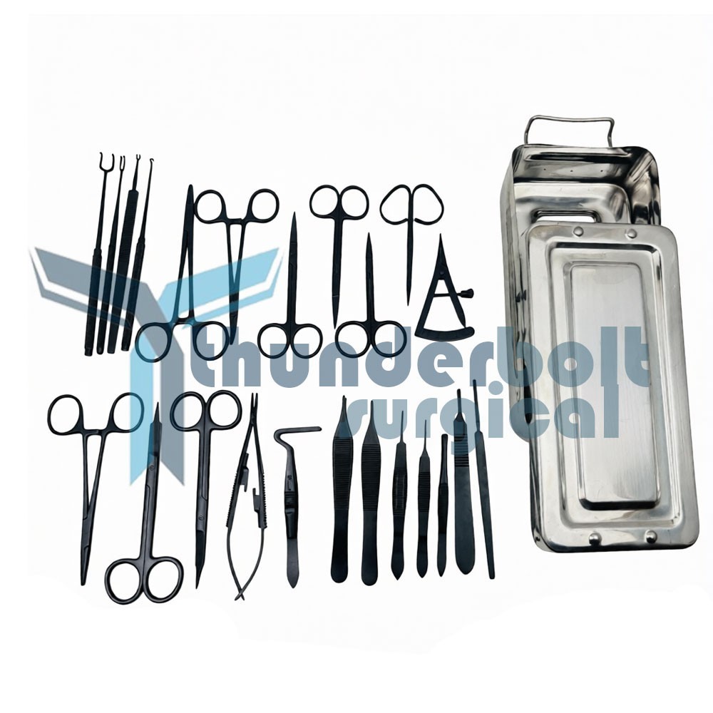 Blepharoplasty Instruments Set – Black | Plastic & Eye Surgery Kit with Box