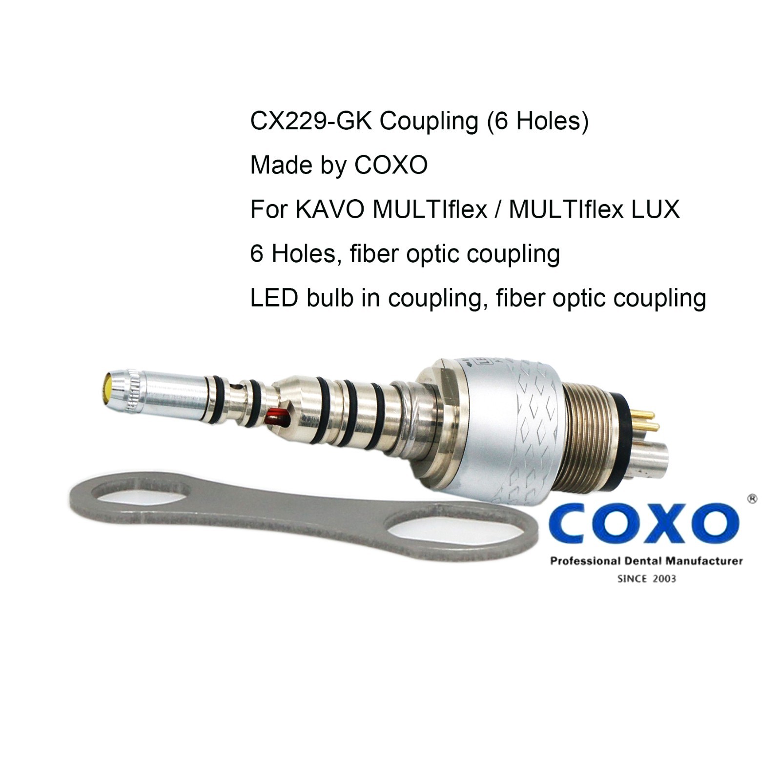 COXO Dental Handpiece Turbine High Speed Fiber Optic KAVO 6 Pin E-type Connector