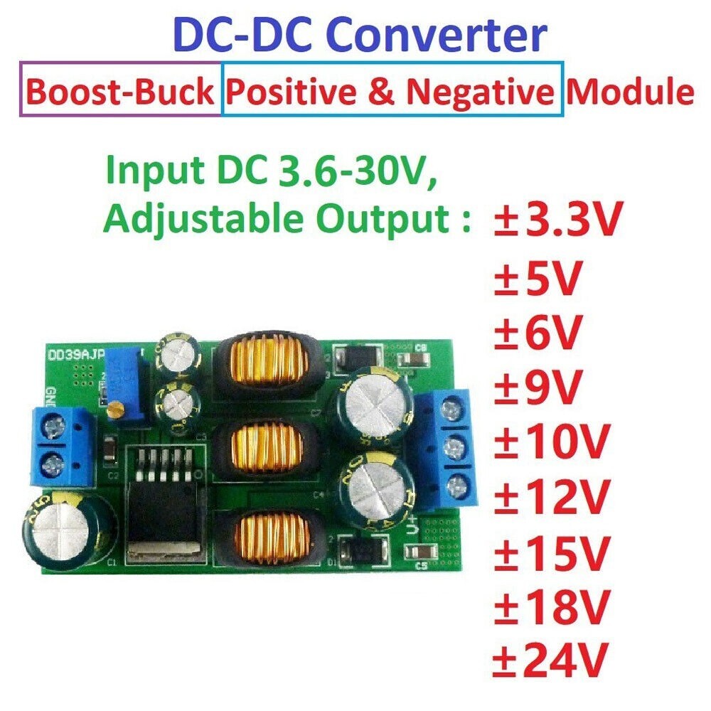 20W DC-DC 5V-30V TO 5V 6V 9V 12V 15V 24V Positive & Negative Boost-Buck