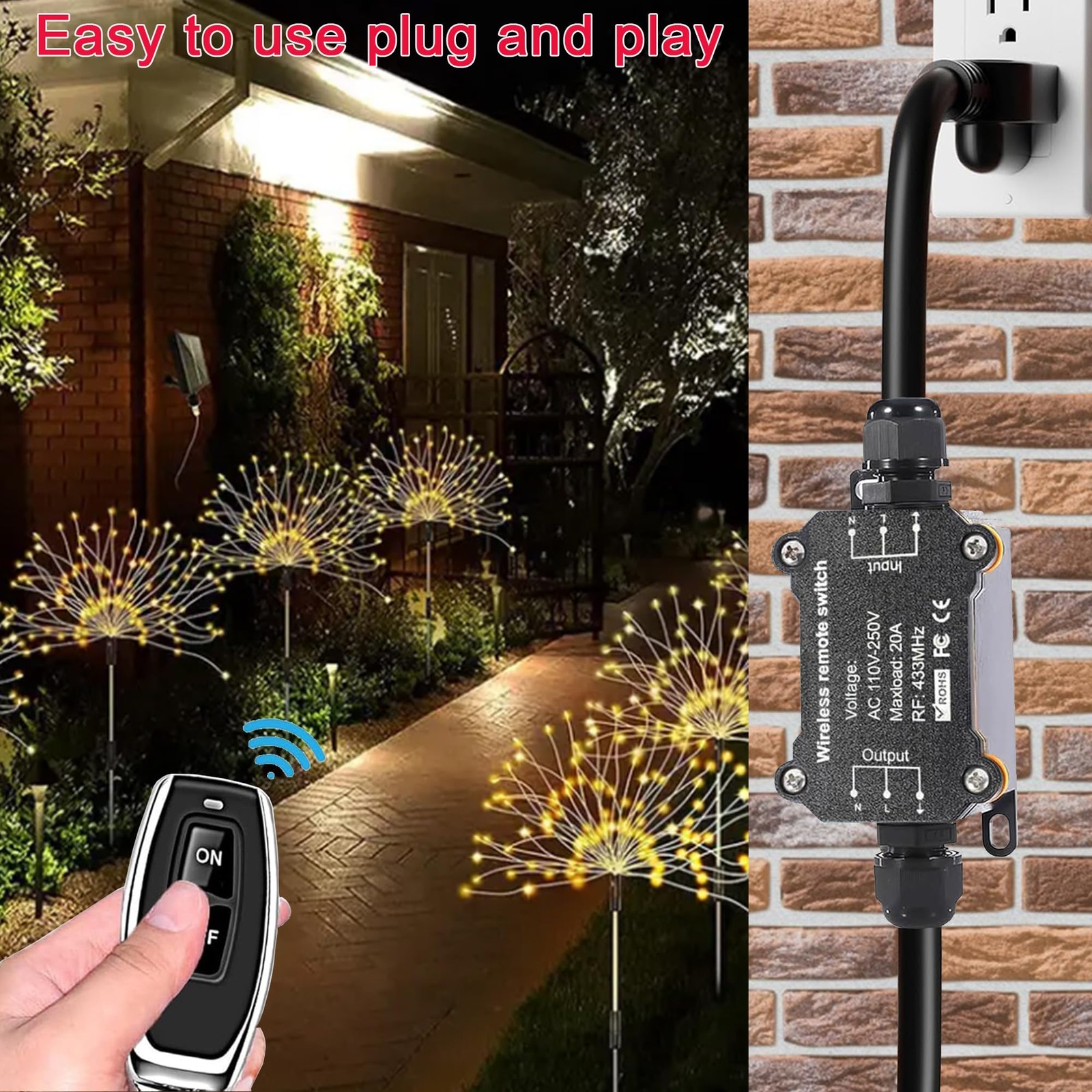 AC110V Remote Control Power Switch,Waterproof Wireless Light 110-250V