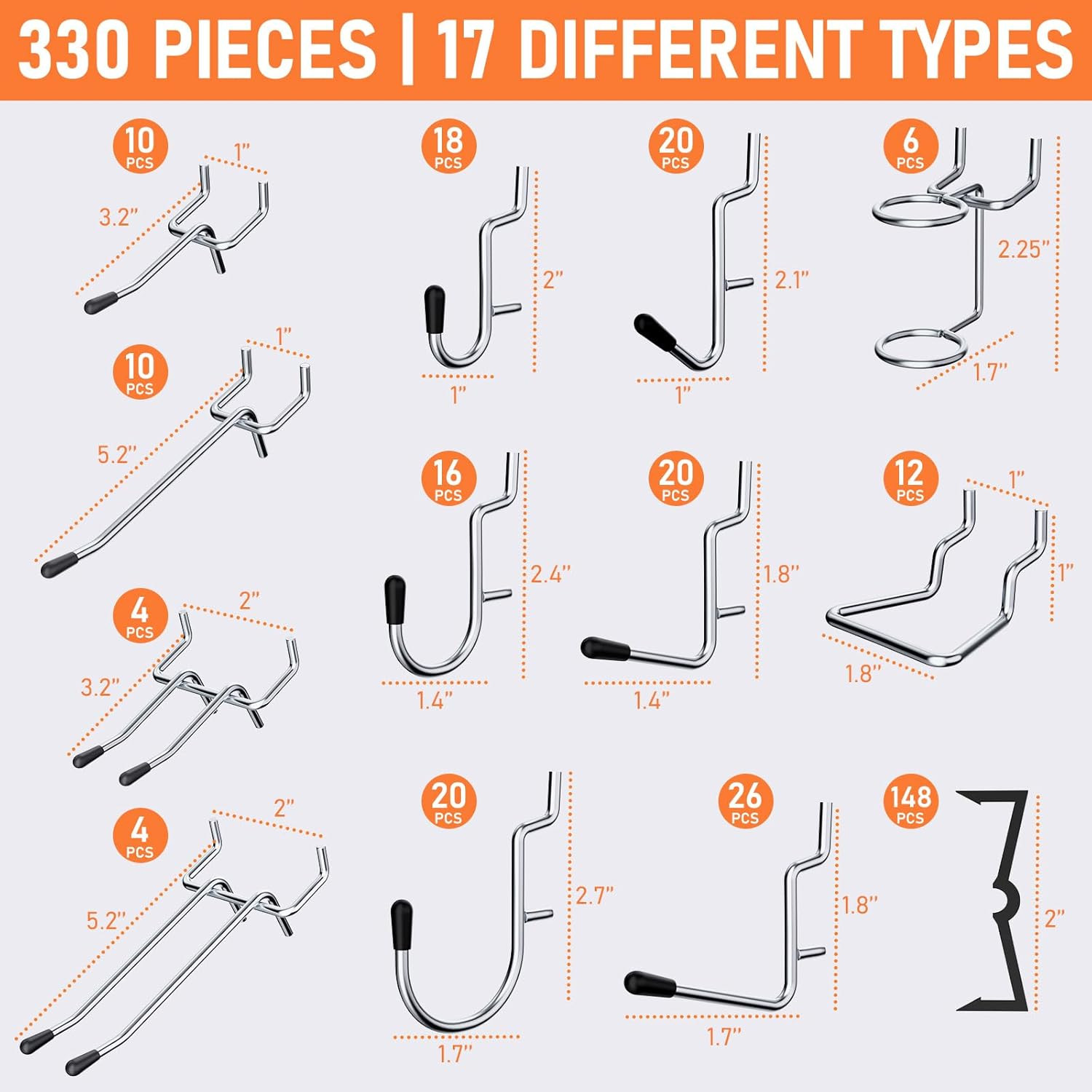 330PCS Upgraded Pegboard Accessories Organizer Kit, Peg Board Hooks Assortment w