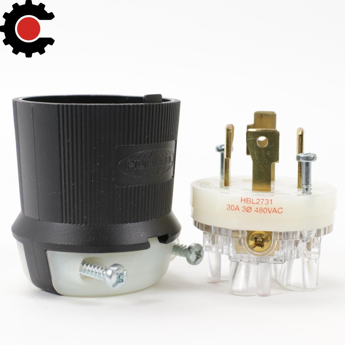 Hubbell HBL2731 Twist-Lock Plug, 30A 480V, NEMA L16-30P