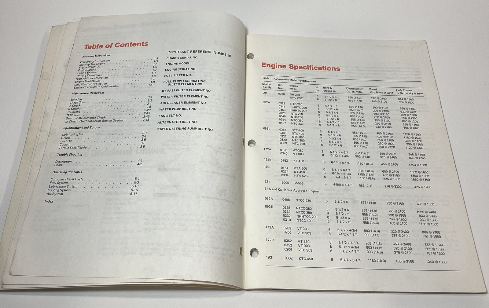 1978 Cummins Diesel Engine Shop Manual Operation & Maintenance Repair Book