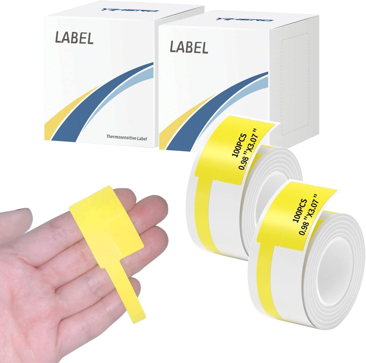 2 Rolls Yellow Cable Labels 1×3 Thermal Wire Wrap YiHERO Phomemo M110 M120 200ct