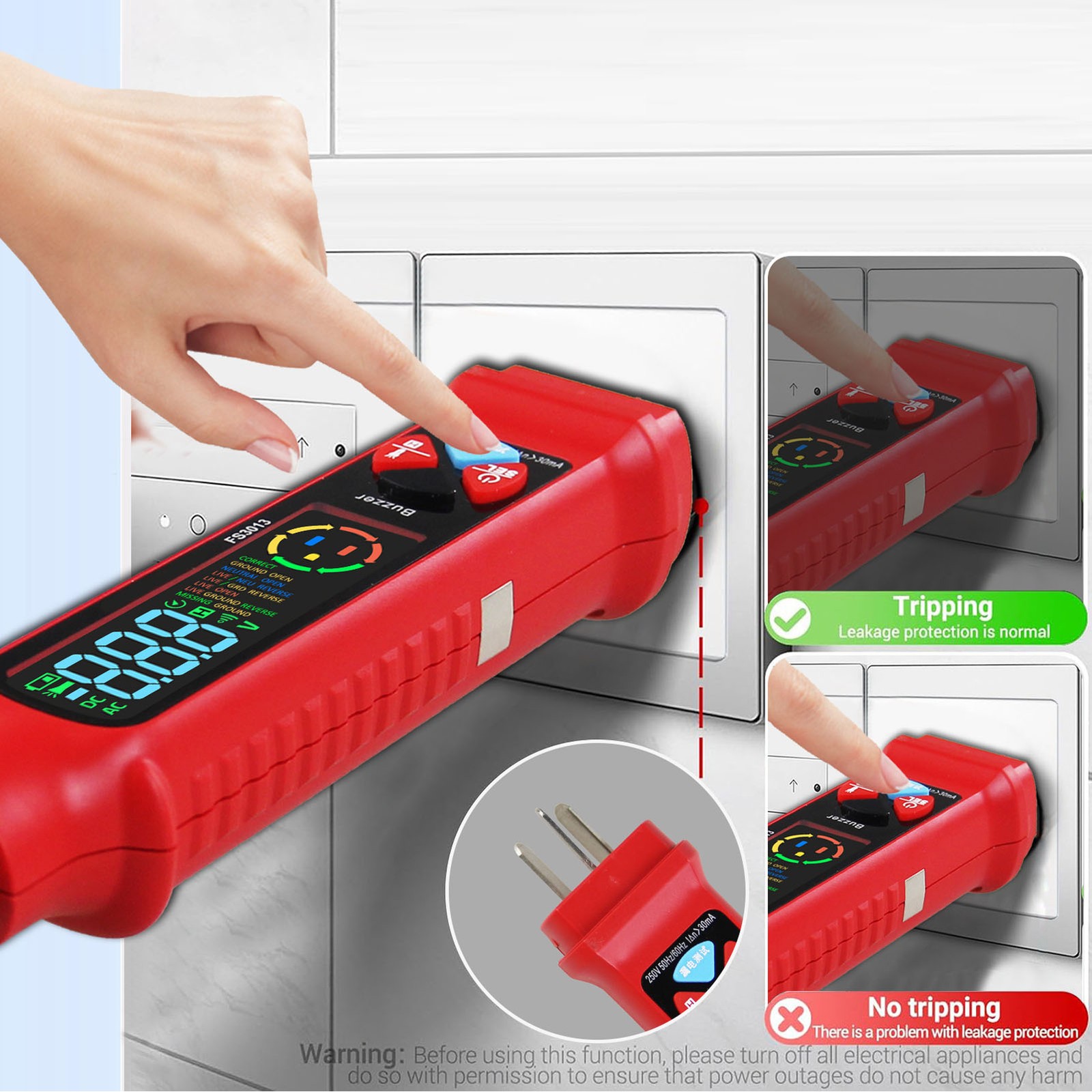 Non Contact Voltage Detector With LCD Display Neutral Live Wire Tester For Ci