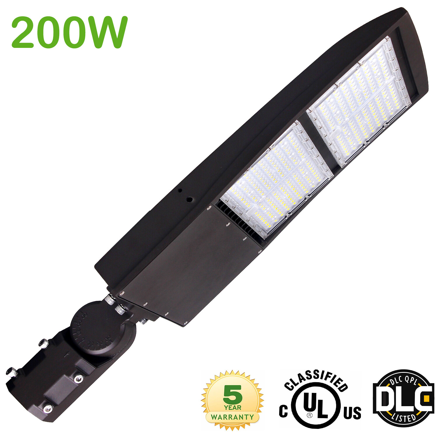 200W LED Shoebox Parking Lot Pole Area Lights Replace 600W MH/HPS 5000K 27000LM