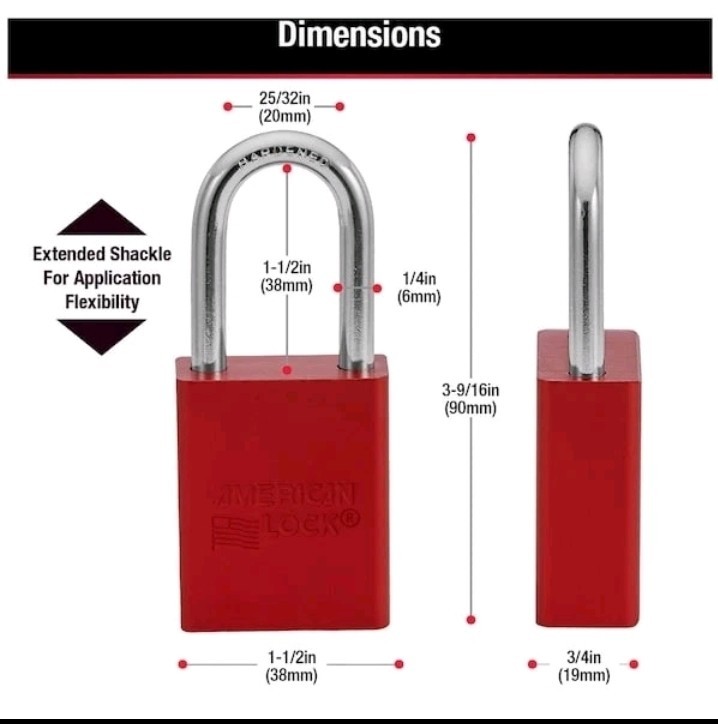 American Lock A1106red Lockout Padlock, Keyed Different, Anodized Aluminum, 1