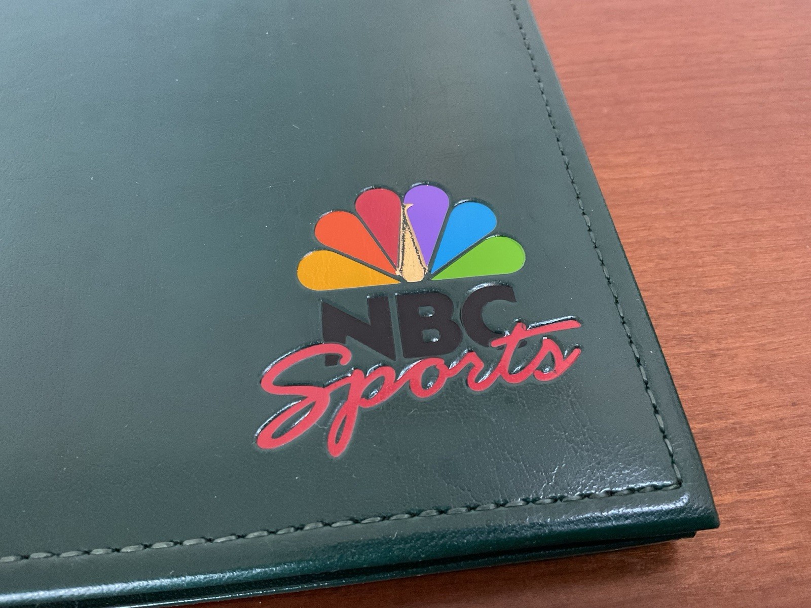 Vintage NBC Sports Dark Green Leather Journalist Notebook With Calculator