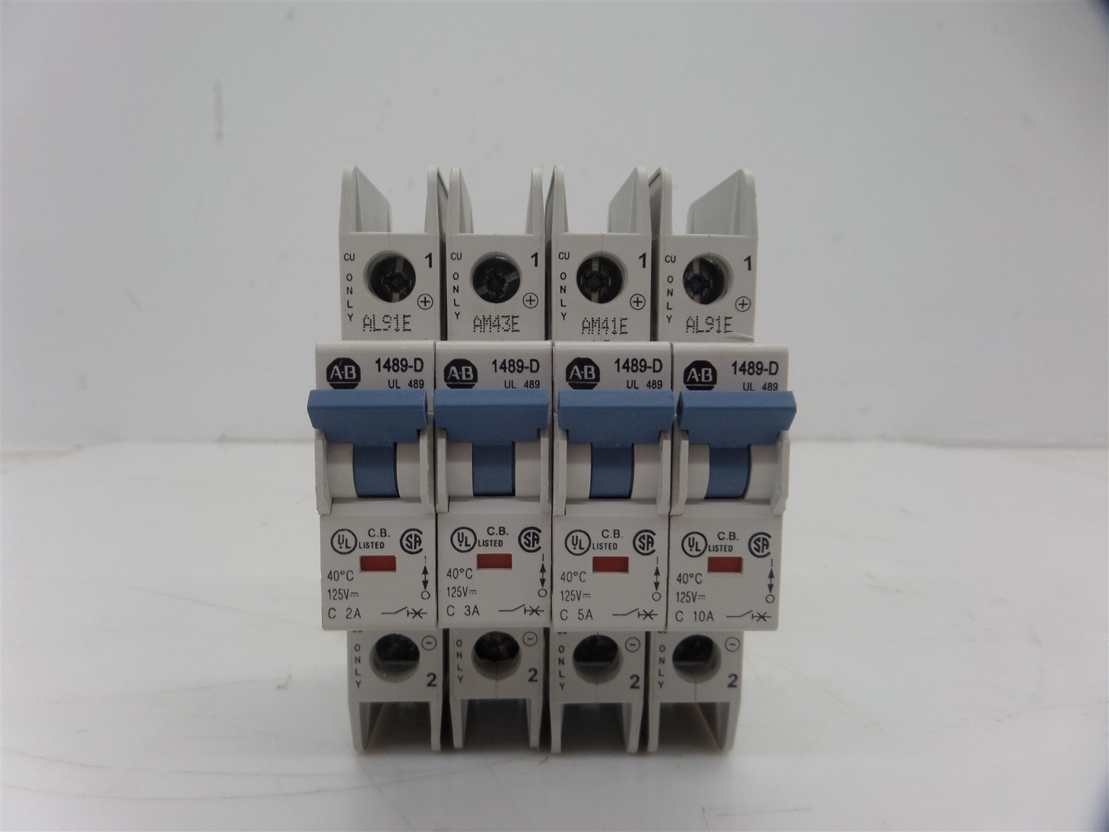 Lot of 4 – Allen Bradley 1489-D 1 Pole Circuit Breaker (2A,3A,5A,10A)