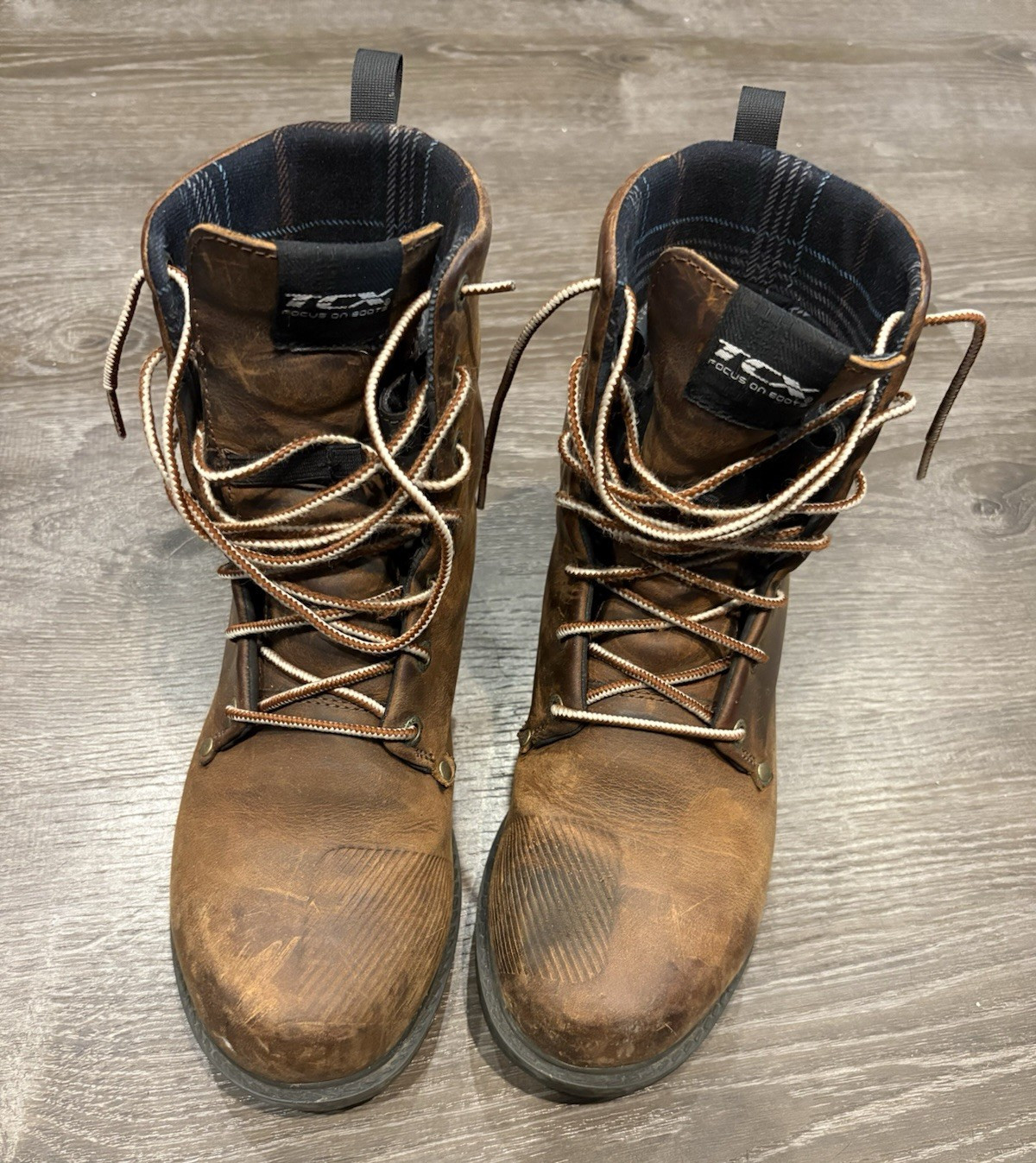 TCX Brown Leather Lace-Up Work Boots Pair
