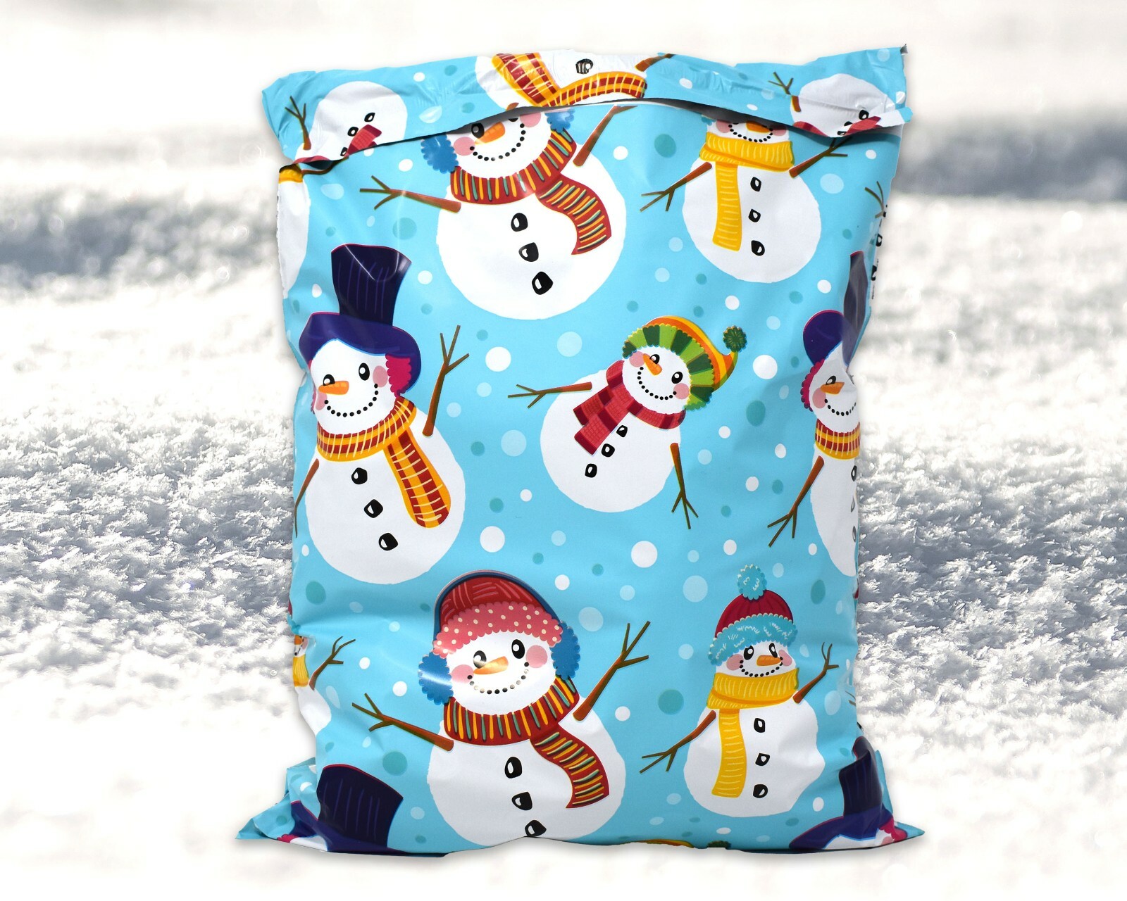 NEW 10×13 Fall, Christmas, Snowmen, Teal Snowflakes, Trees Poly Shipping Mailers