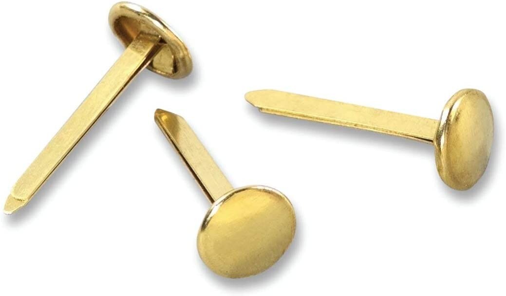 Classic Solid Brass Paper Fasteners, 1/2″, Plated, 1 Box, 100 Fasteners/Box