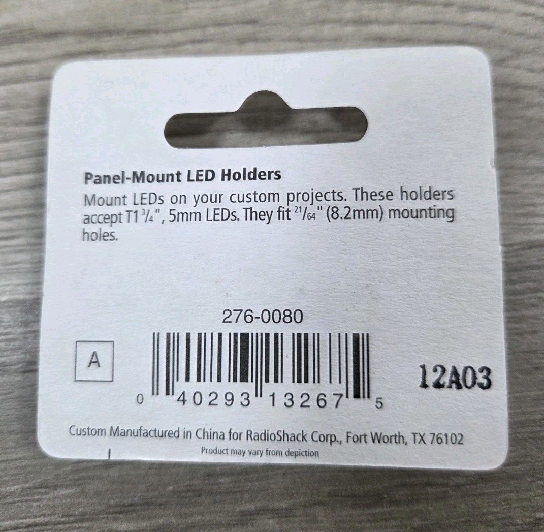 New Radio Shack #276-080 Panel Mount Led Holders