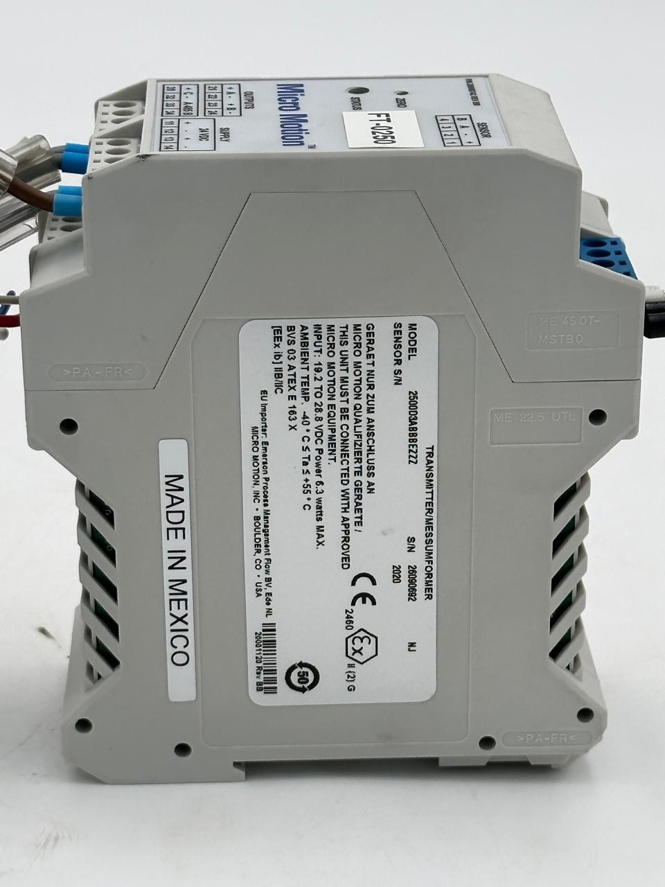 EMERSON MICRO MOTION TRANSMITTER MODEL 2500D3ABBBEZZZ PN : 20000742 REV BB
