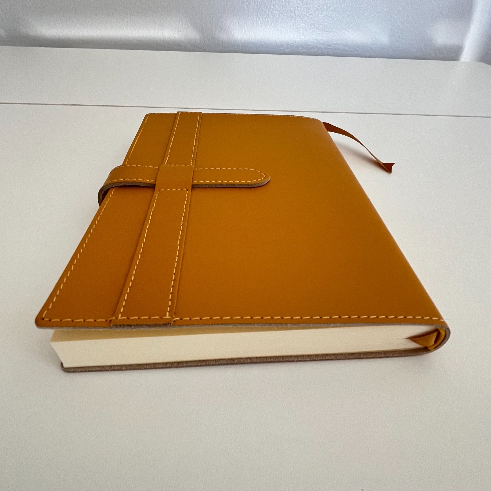 Never Used Barnes & Noble Dark Mustard Yellow Leather Journal Hand Made in Italy