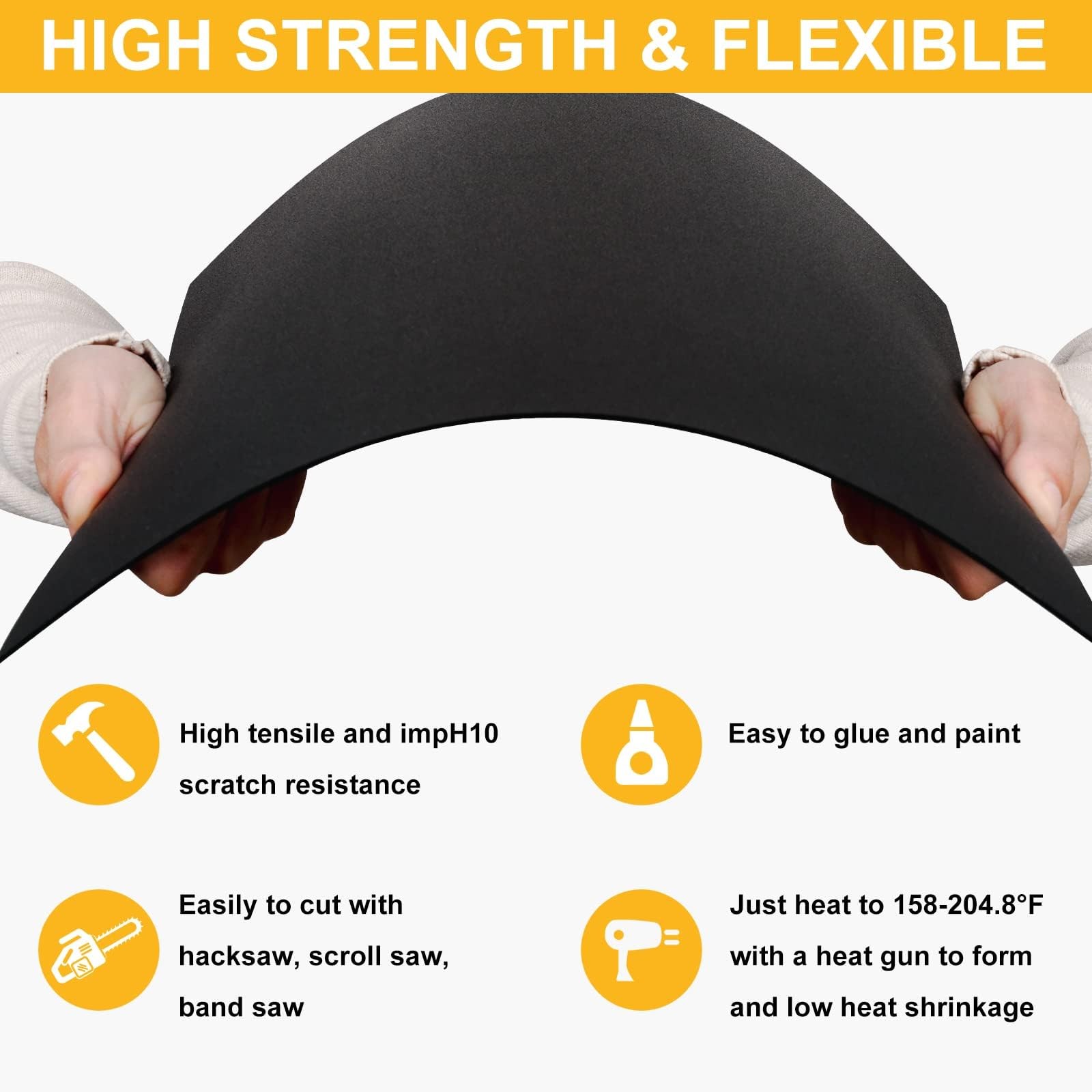 Black ABS Plastic Sheet 8″ X 12″X 0.04″ Flexible Moldable Impact Strength and Hi