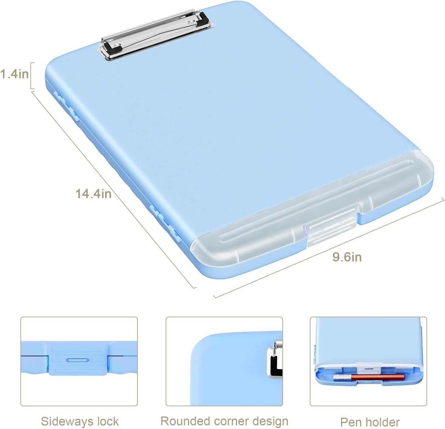 Dark Blue Clipboard with Storage & Pen Holder, 8.5×11, for Nurses & Teachers