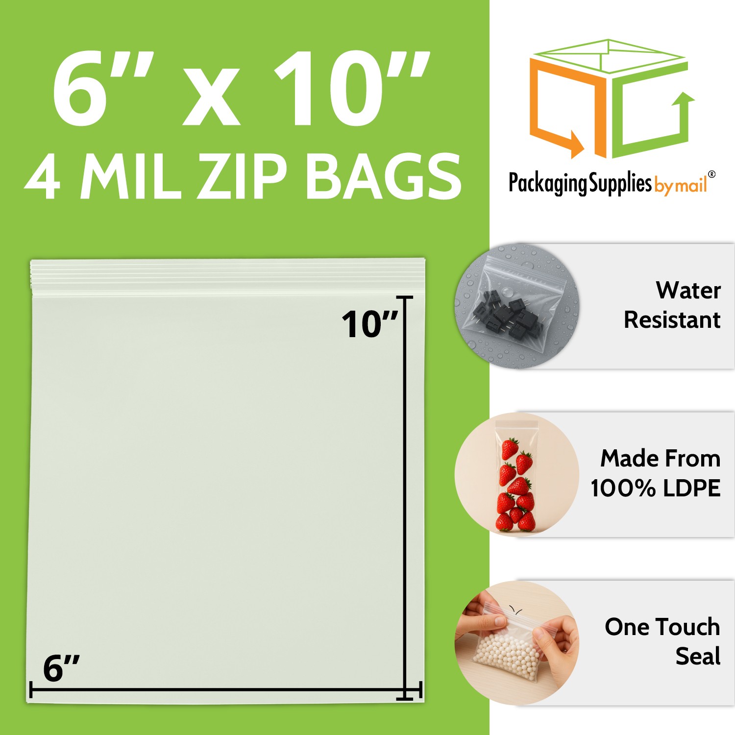1000 Pcs 6″ x 10″ Zipper Bags Clear 4 Mil Reclosable Packing Packaging Polybag